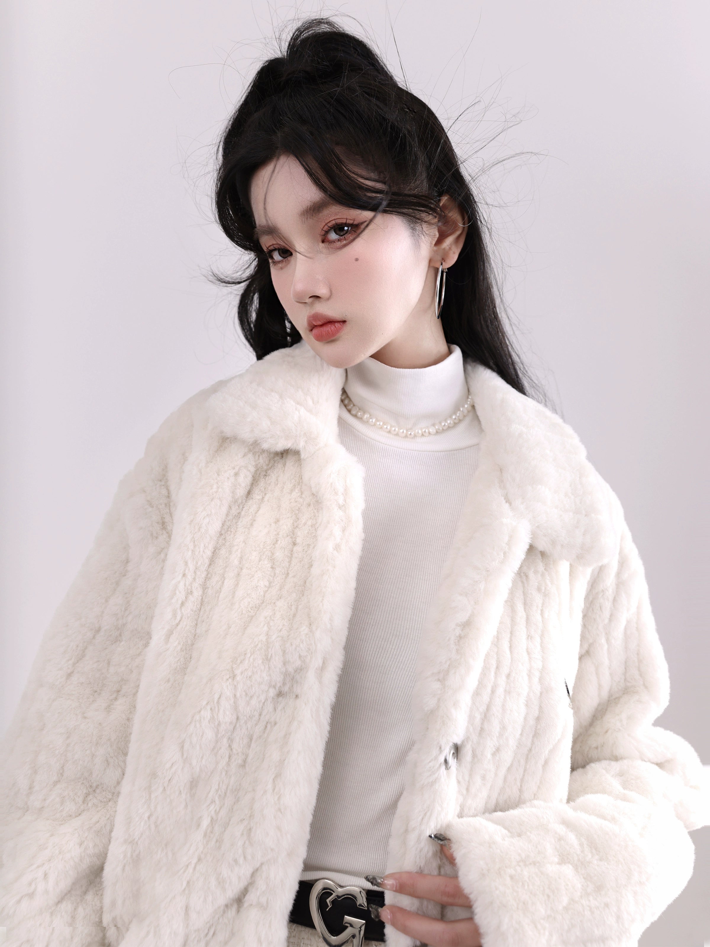 솔리드 컬러 터틀넥 베이스 셔츠