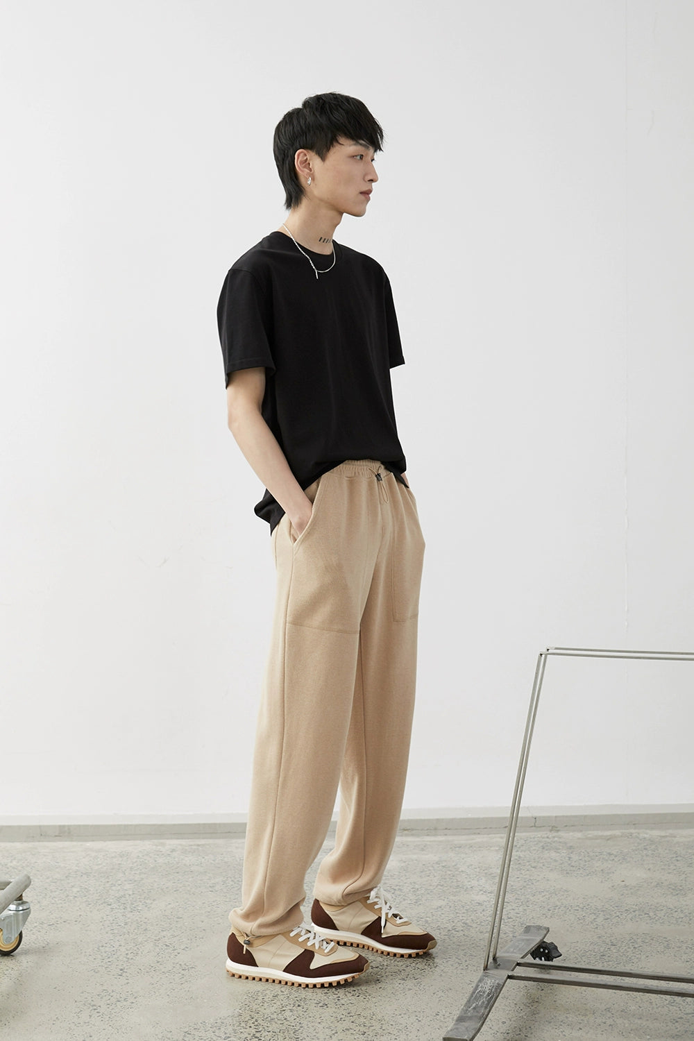 Drawstring Wide-Leg Athletic Pants