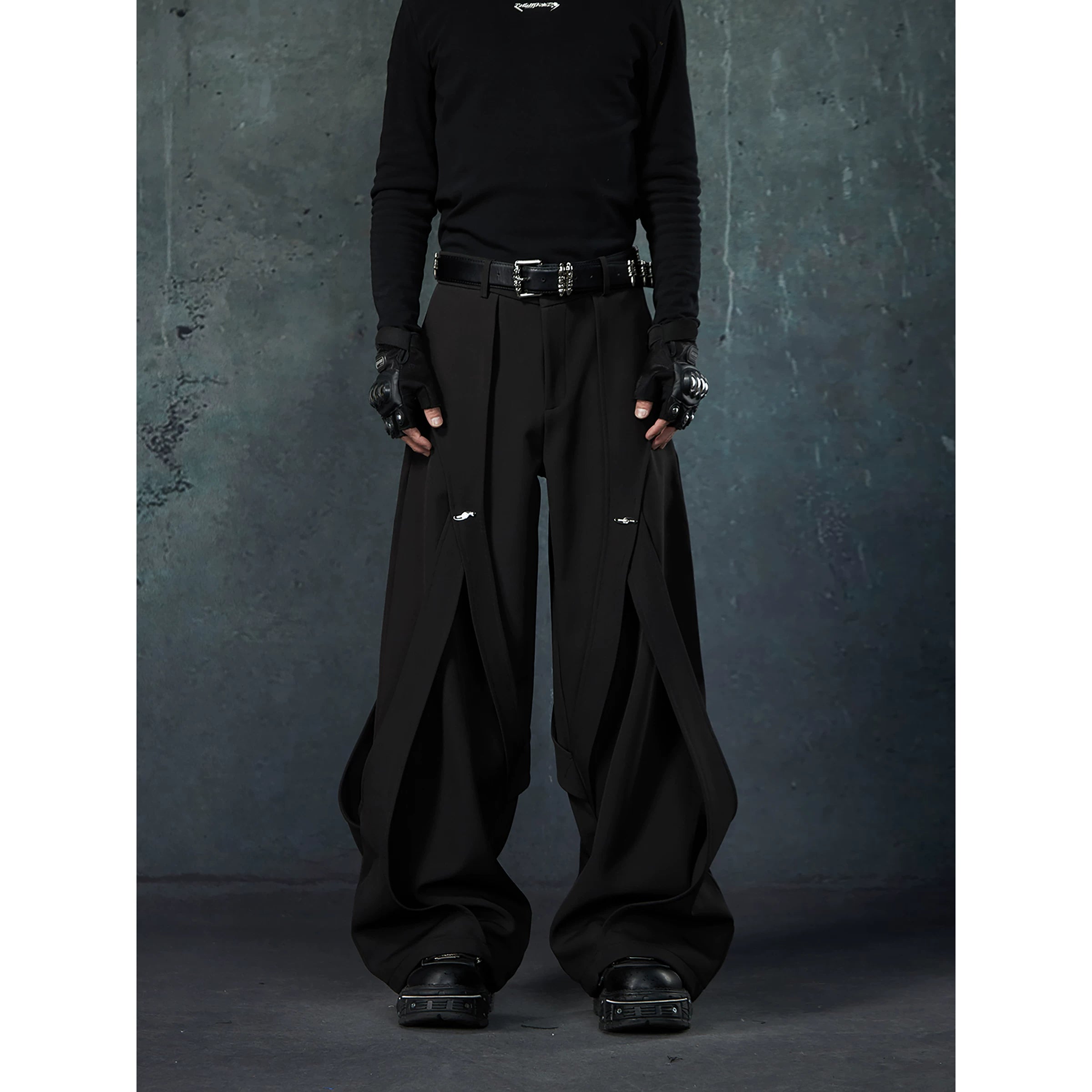 Midnight Eclipse Draped Flare Trousers