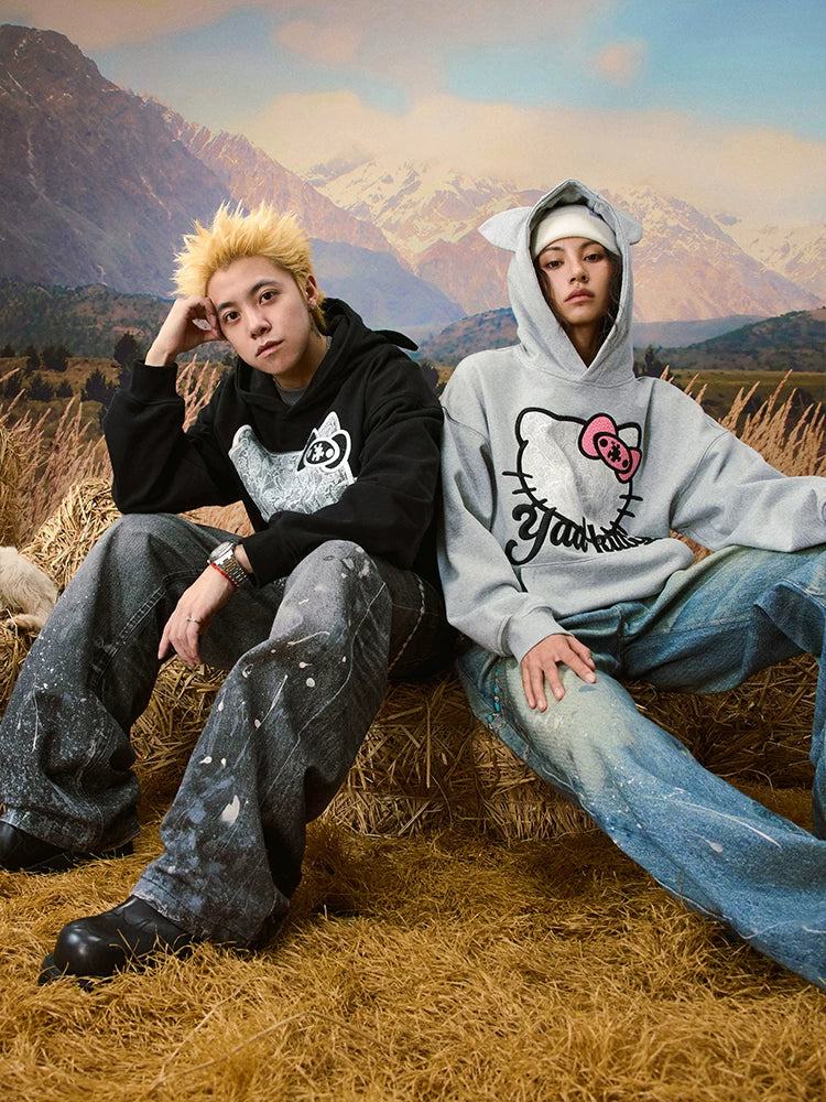 Cat Graphic Pullover Hoodie