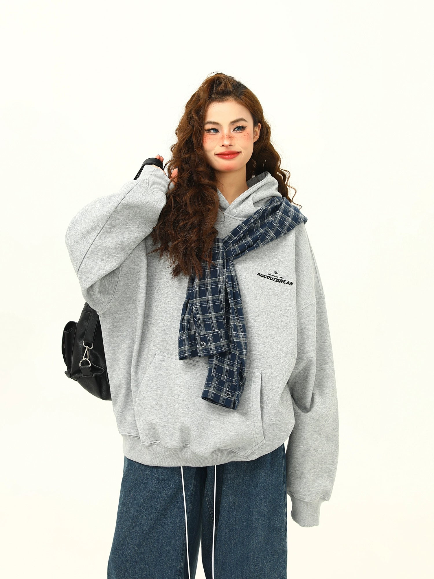 Plaid Accent Cozy Hoodie