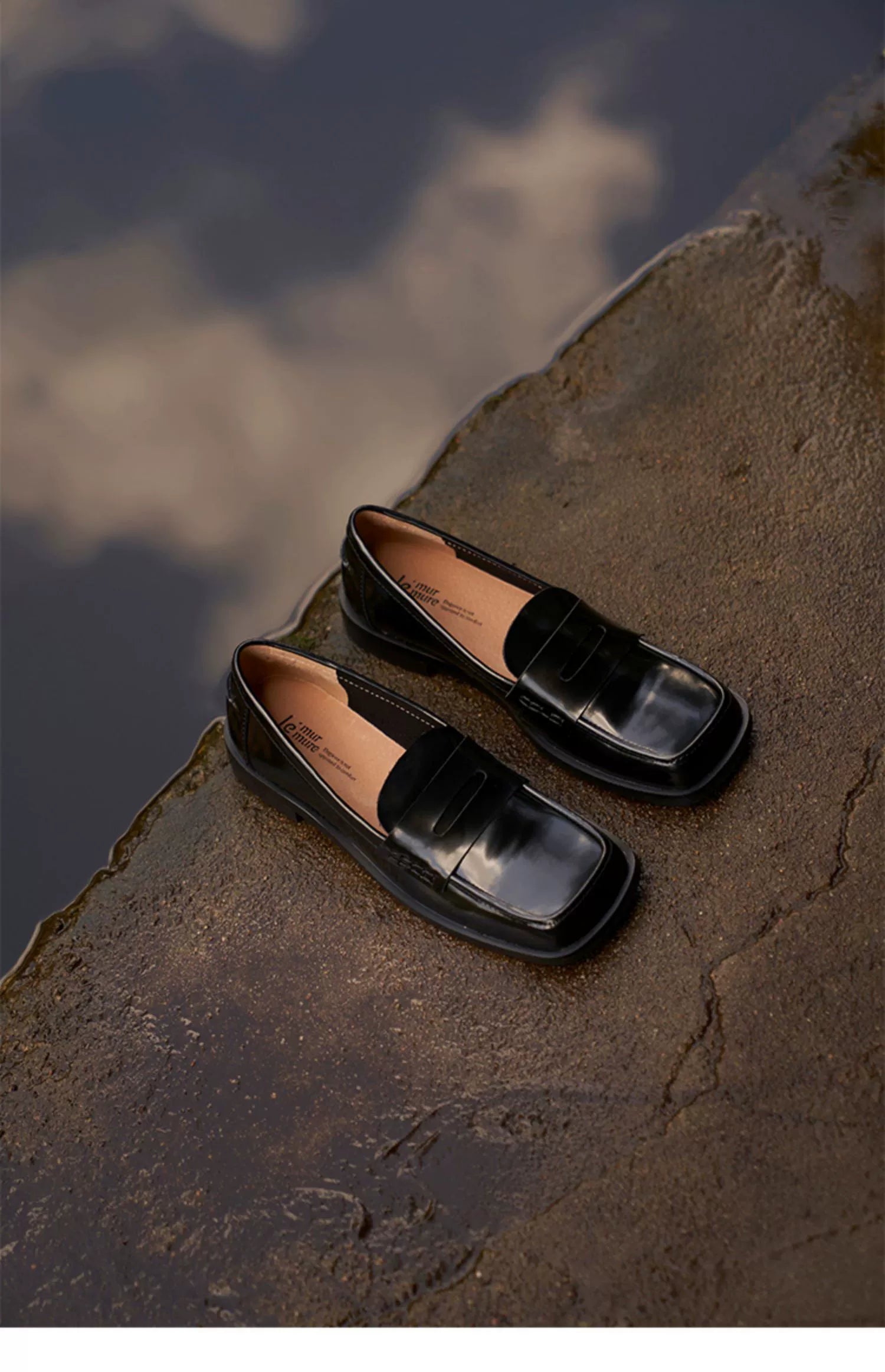 Black Patent Leather Square Toe Loafers