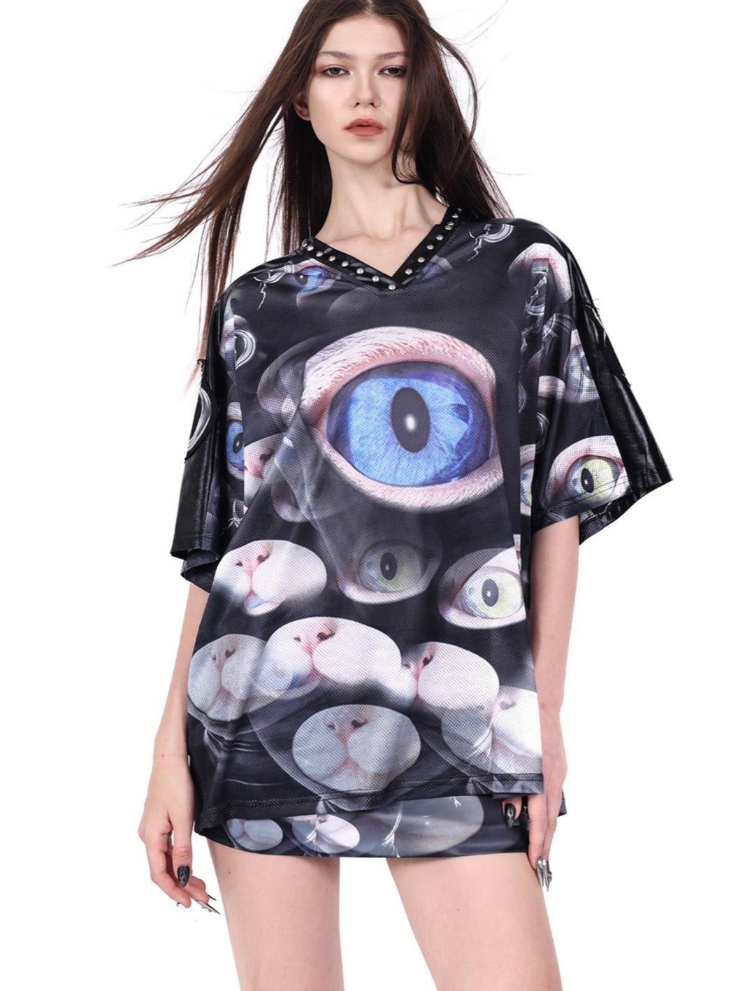 PINKSPINK Surreal Eyes Oversized T-Shirt - Black Multi