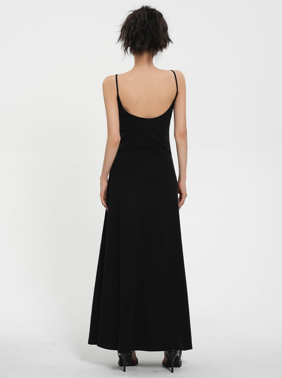 Classic Black Maxi Slip Dress - Sleeveless Spaghetti Strap Summer Gown