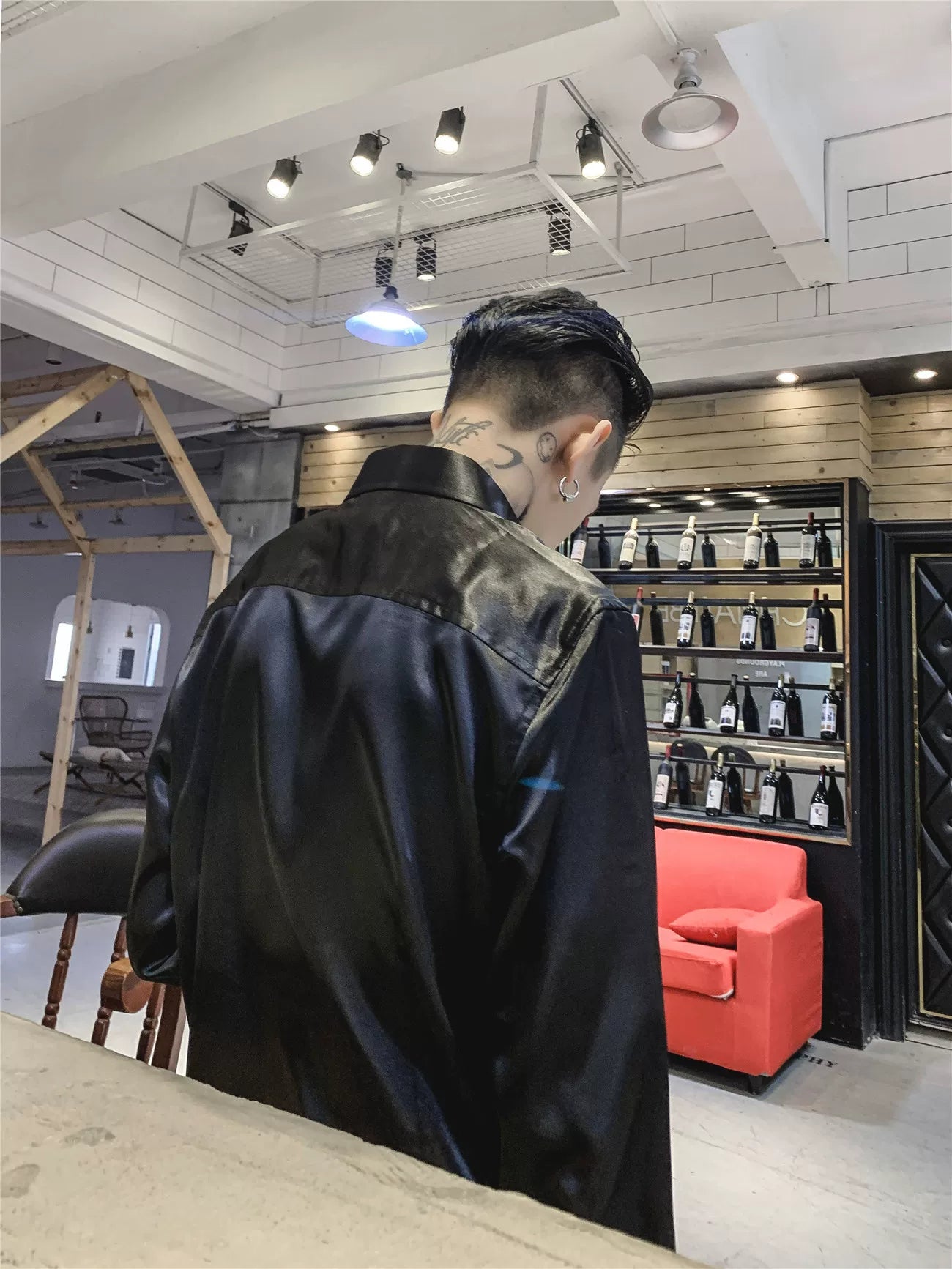Noir Luxe Liquid Satin Button‑Up Shirt