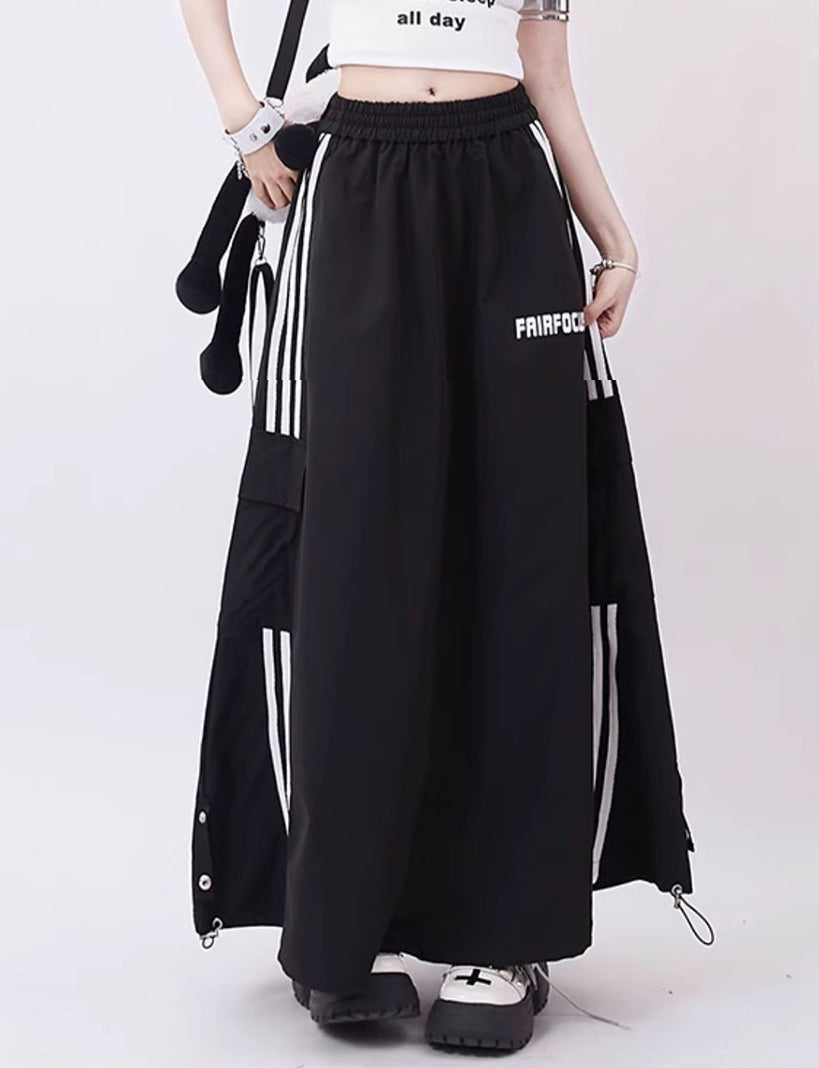 Sports Loose A-Line Long Skirt - chiclara