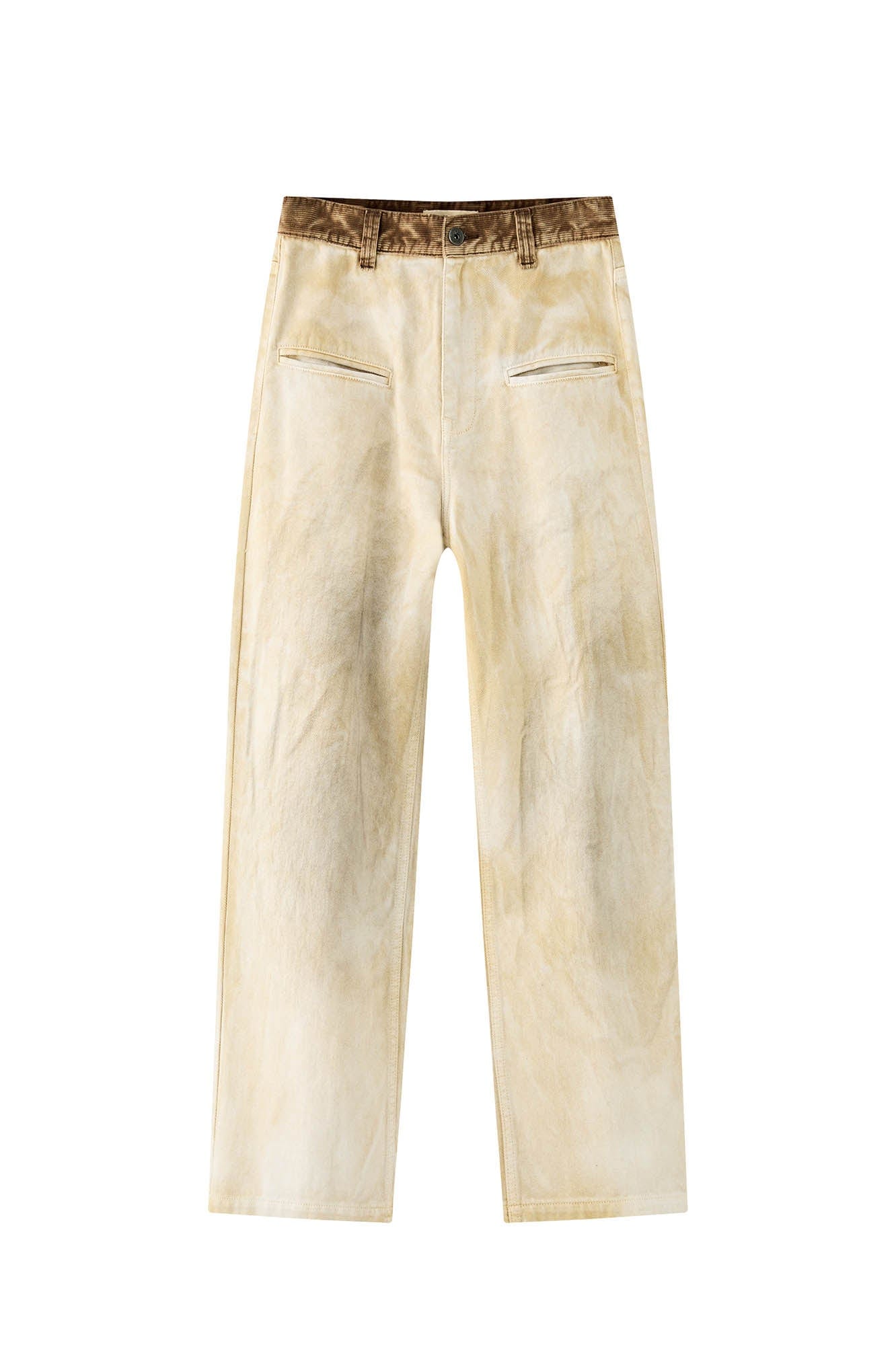 Distressed/Bleached Finish Wide-Leg Jeans