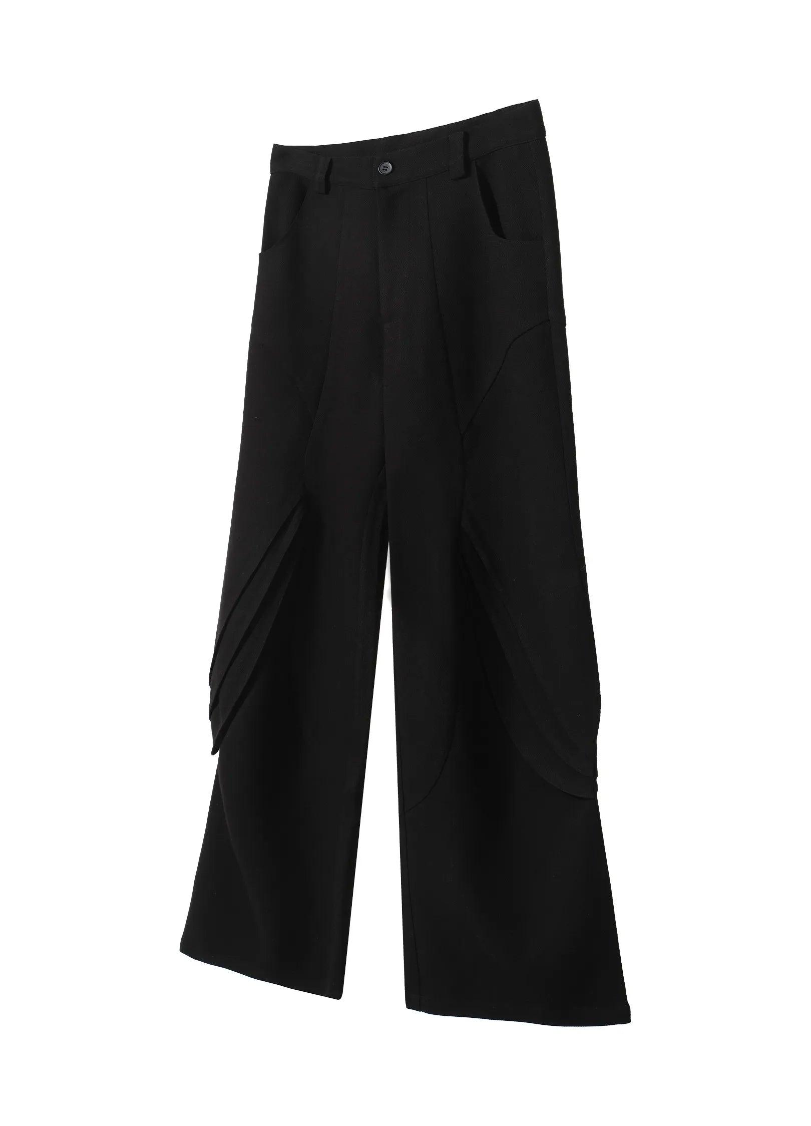 Wide Leg Pleated Knee Trousers - chiclara