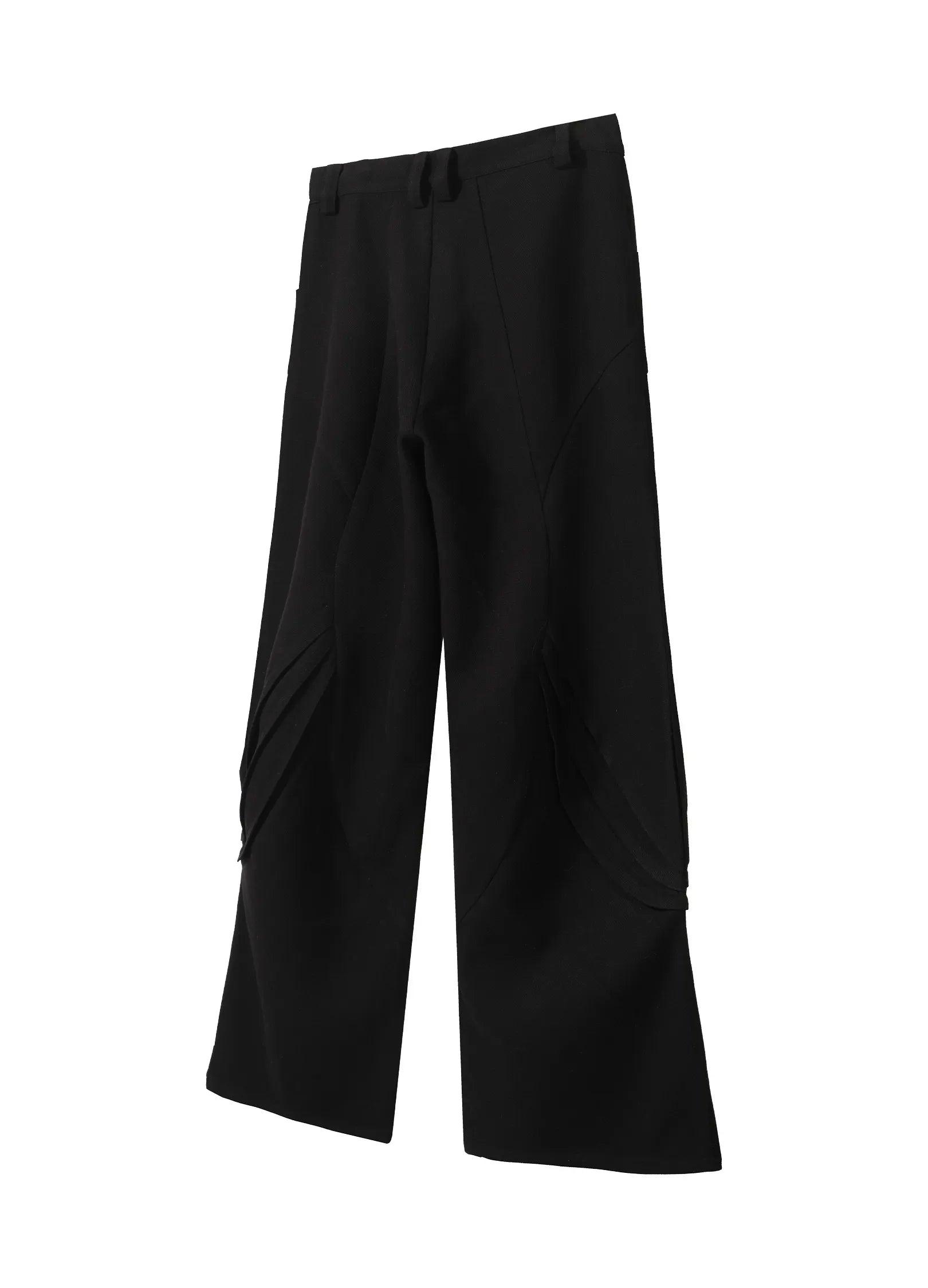 Wide Leg Pleated Knee Trousers - chiclara