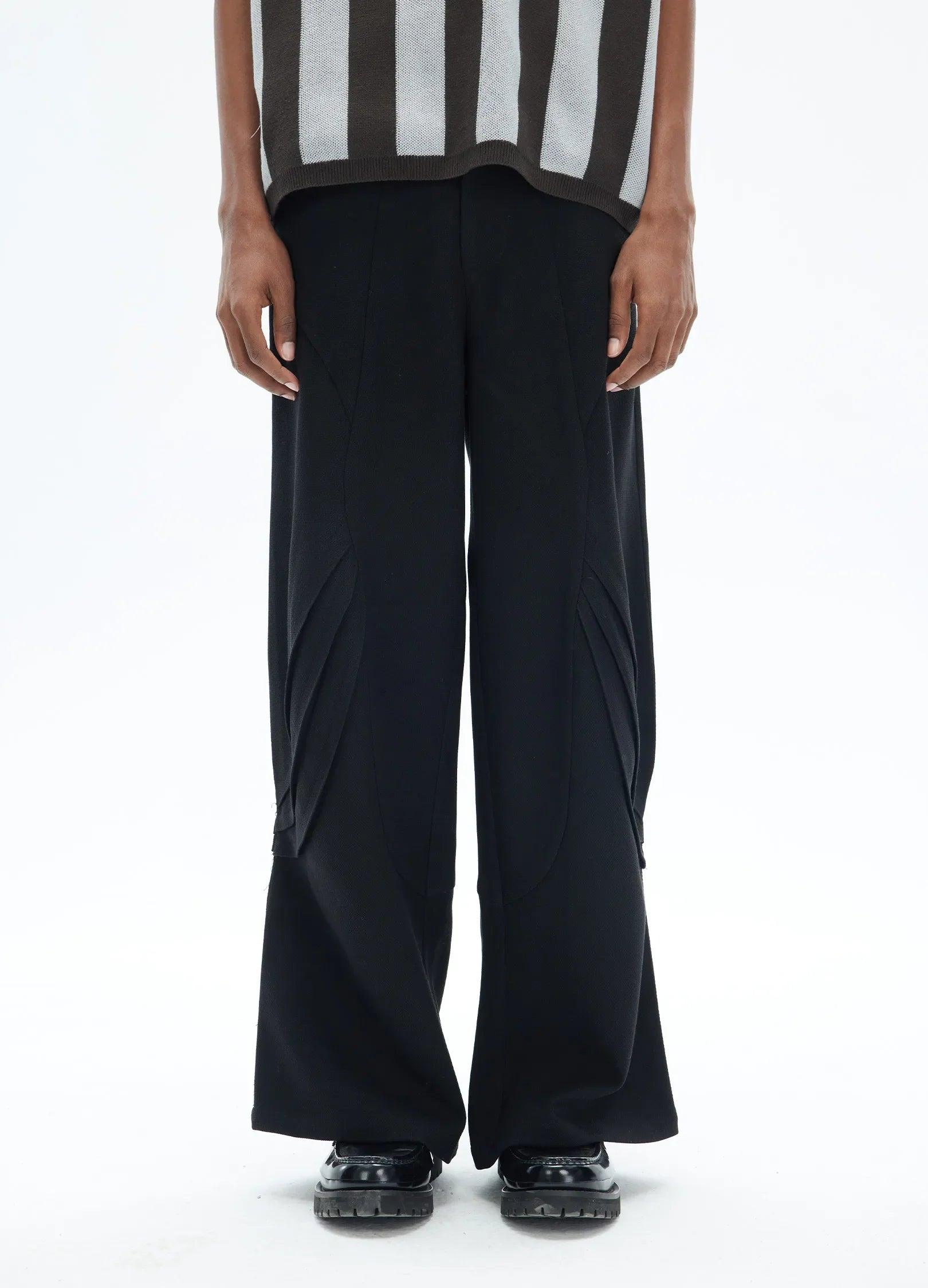 Wide Leg Pleated Knee Trousers - chiclara