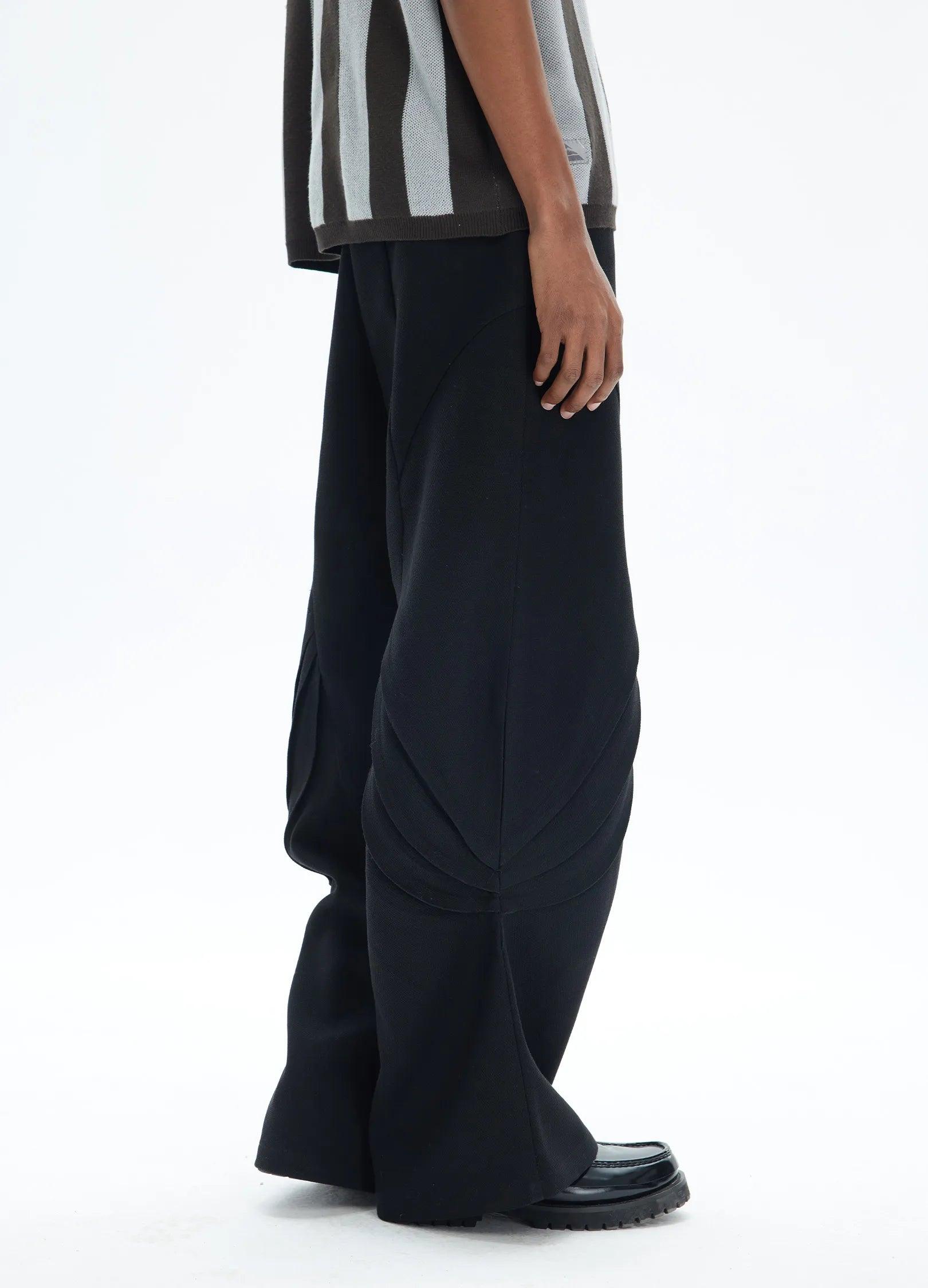 Wide Leg Pleated Knee Trousers - chiclara