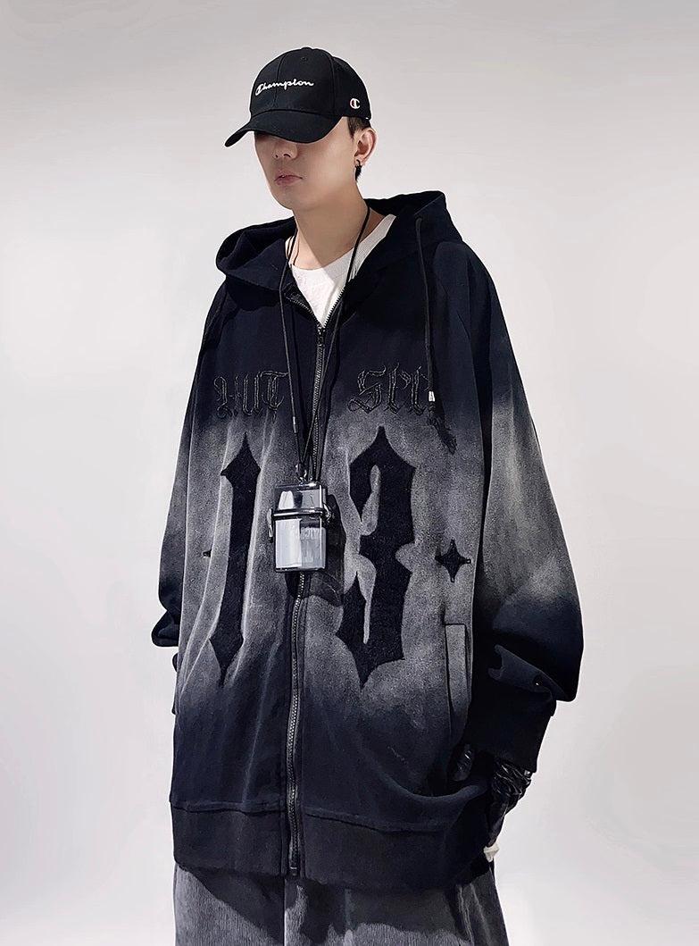 Shadow Fade Gothic Zip-Up Hoodie