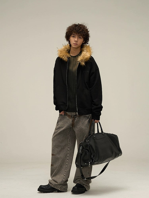 Luxe Oversized Zip-Up Hooded Jacket