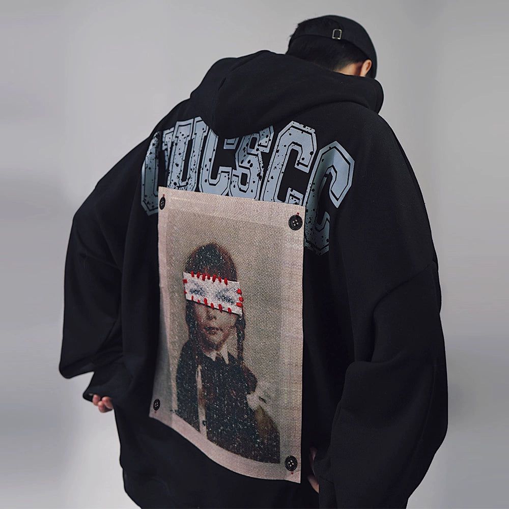 Patchwork Portrait Oversized Hoodie