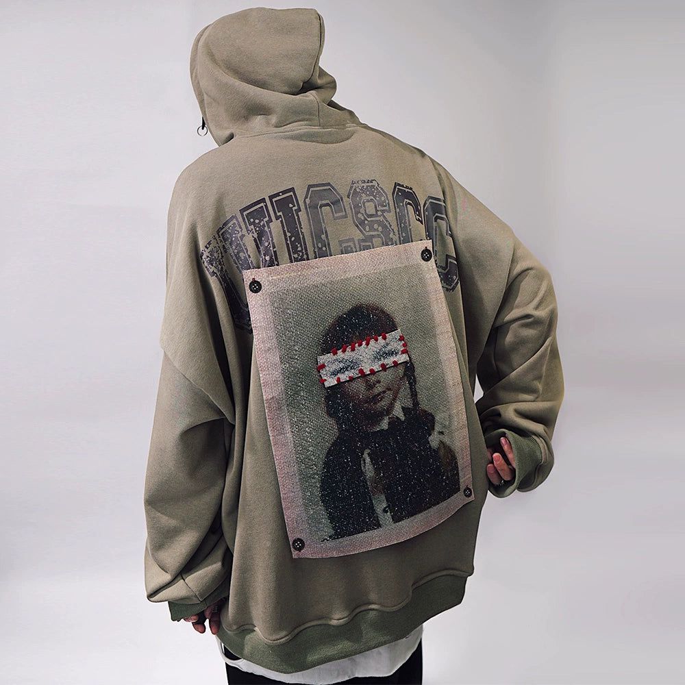 Patchwork Portrait Oversized Hoodie