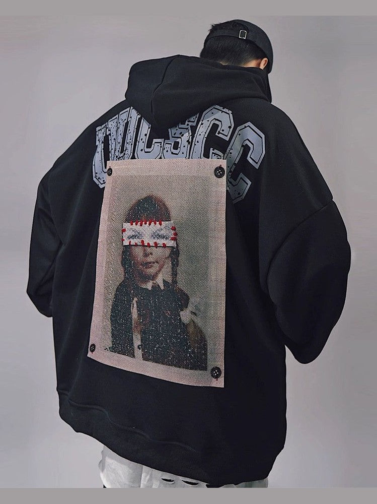 Patchwork Portrait Oversized Hoodie