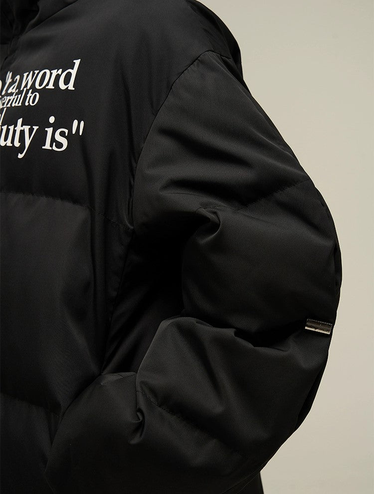 Bold Statement Oversized Print Puffer Jacket - chiclara