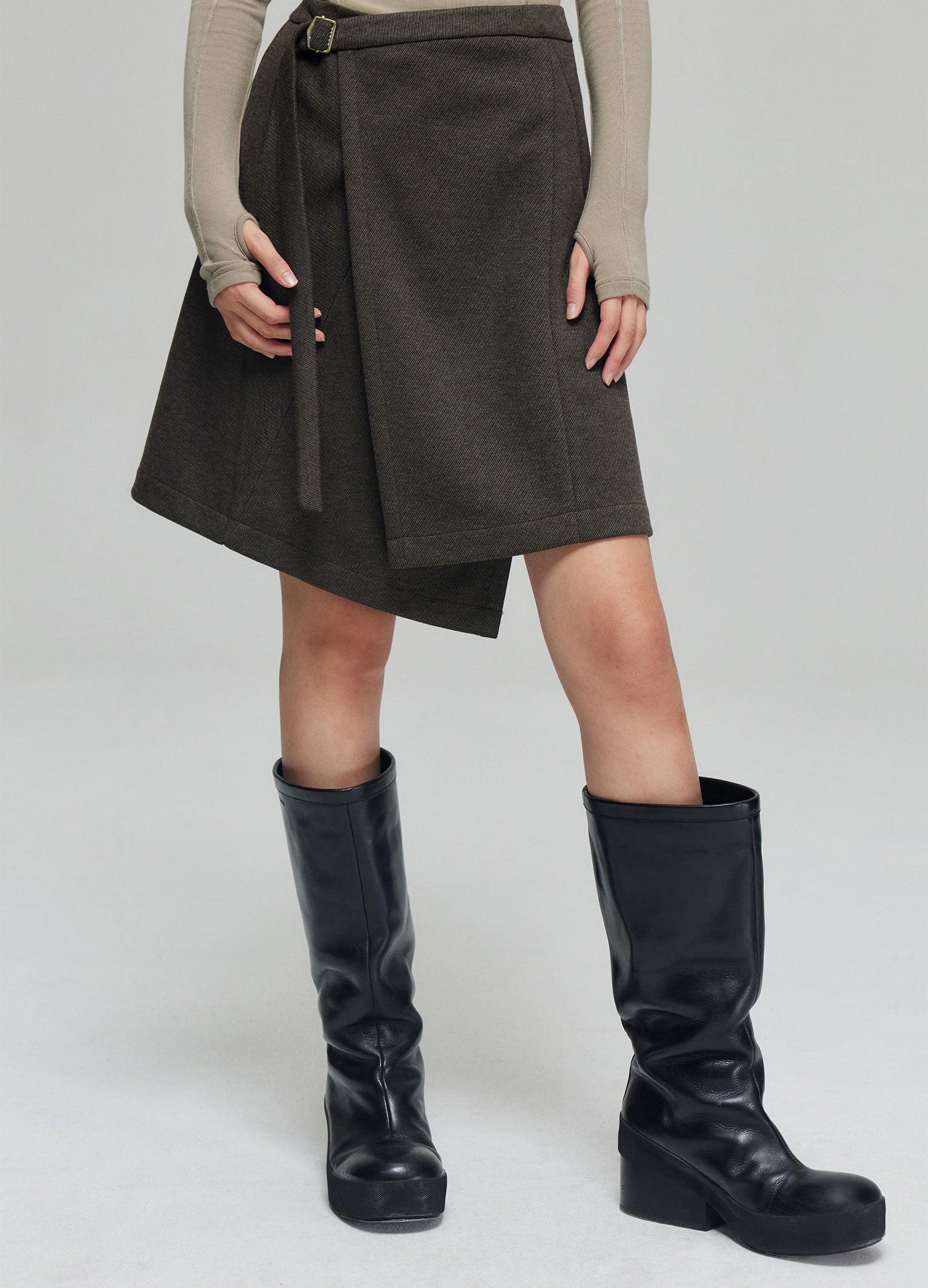 Side Buckle Wrap Skirt