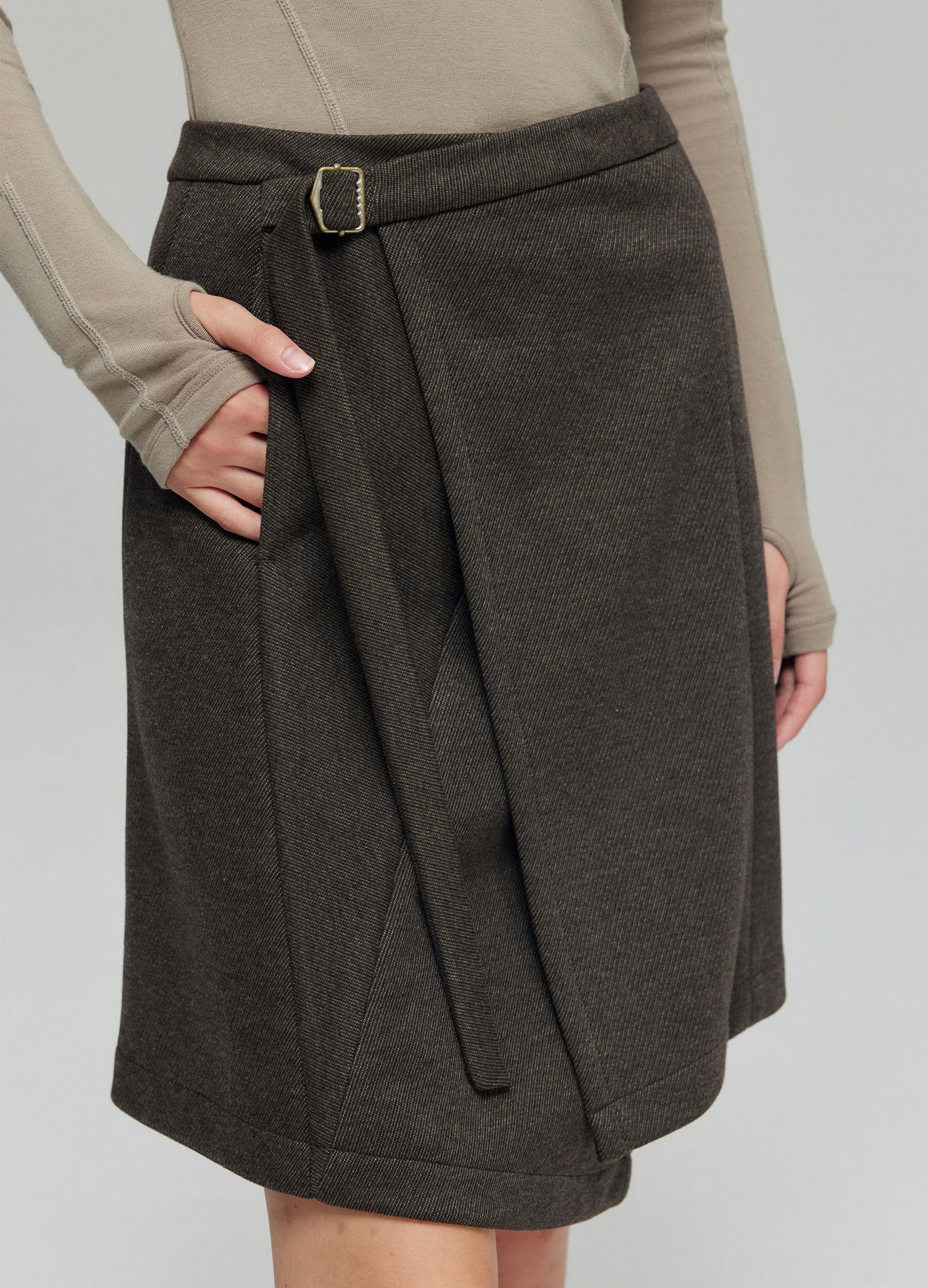 Side Buckle Wrap Skirt