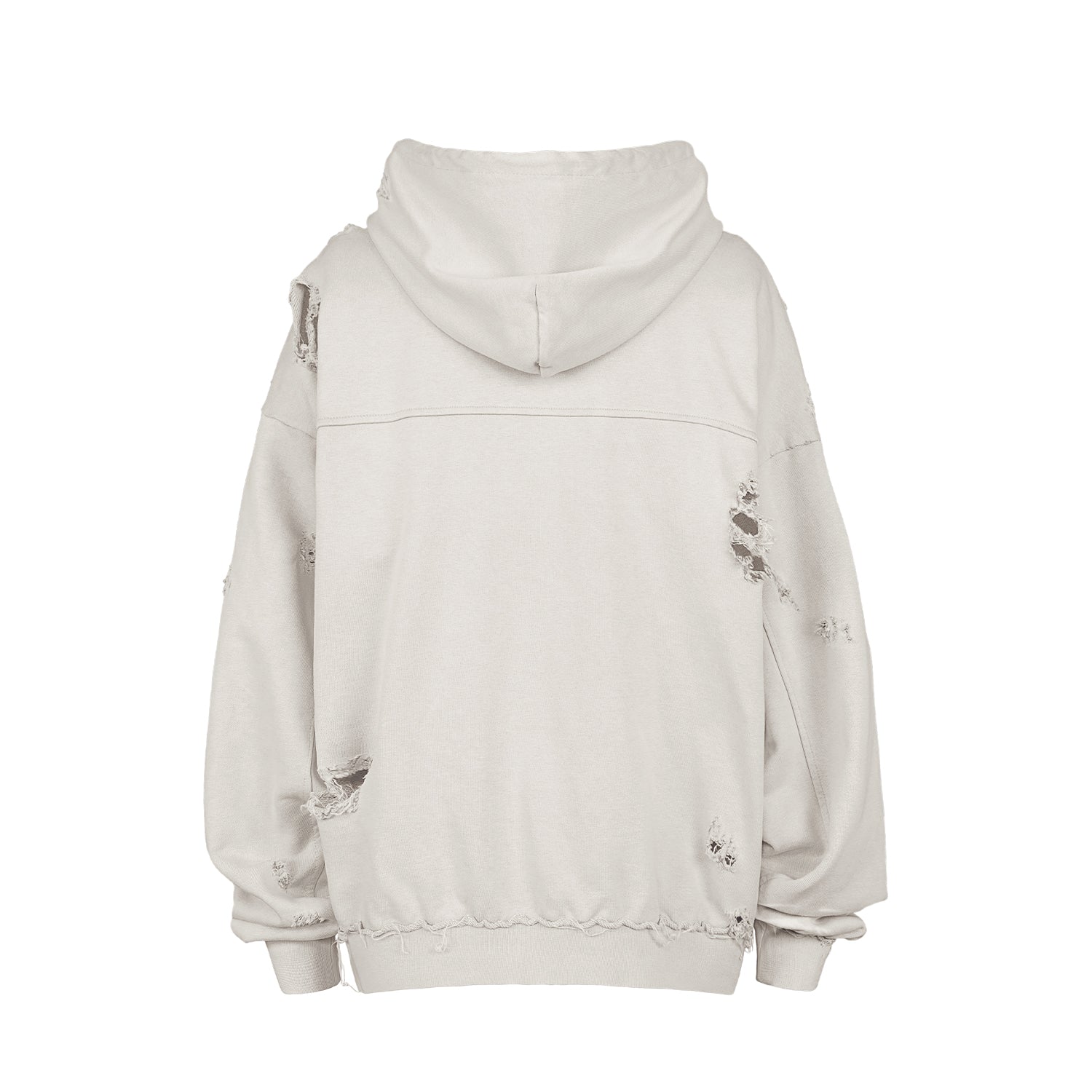 Distressed Beige Zip-up Hoodie