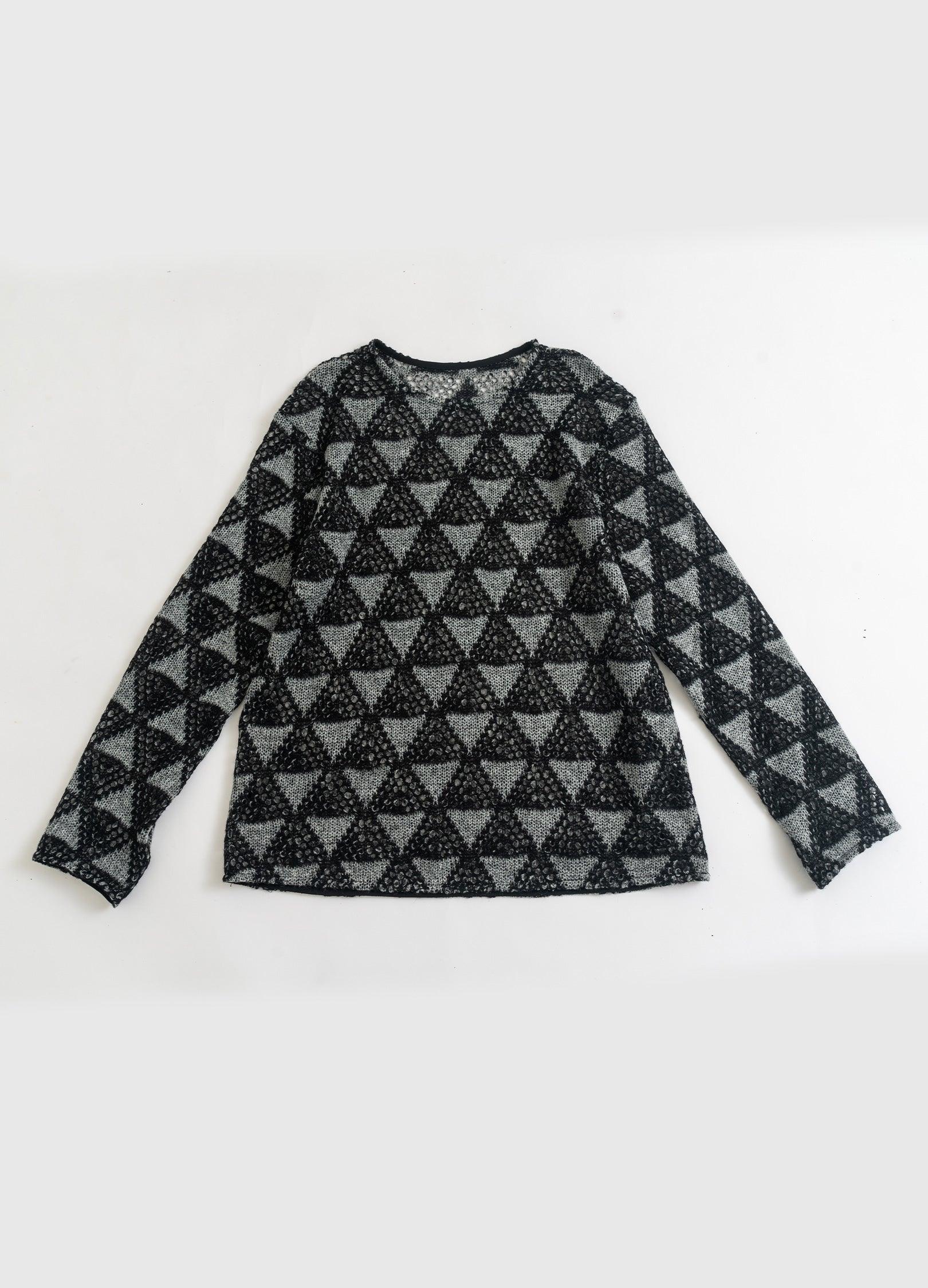 Geometric Mesh Knit Sweatshirt by KADAKADA - chiclara