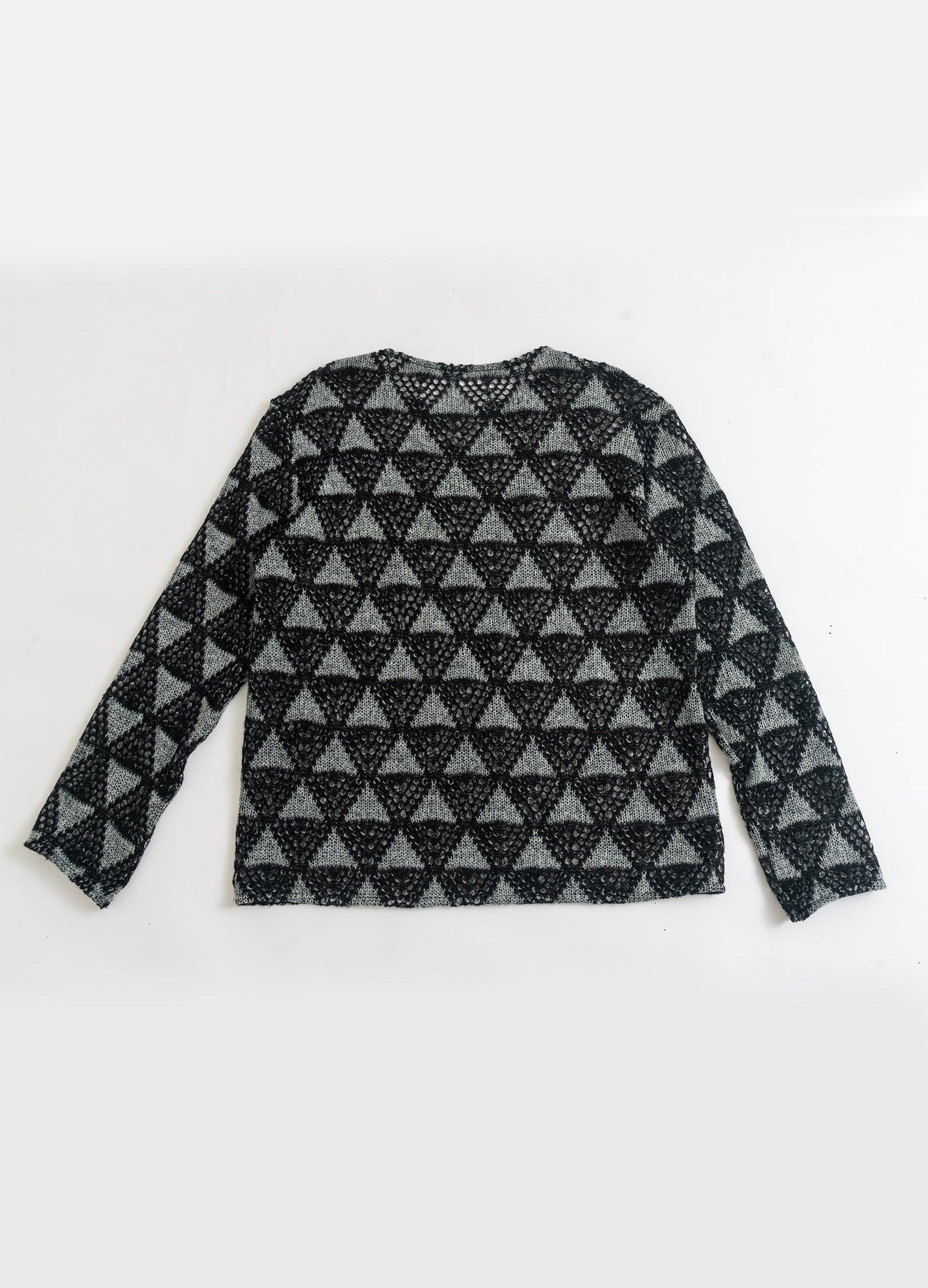 Geometric Mesh Knit Sweatshirt by KADAKADA - chiclara