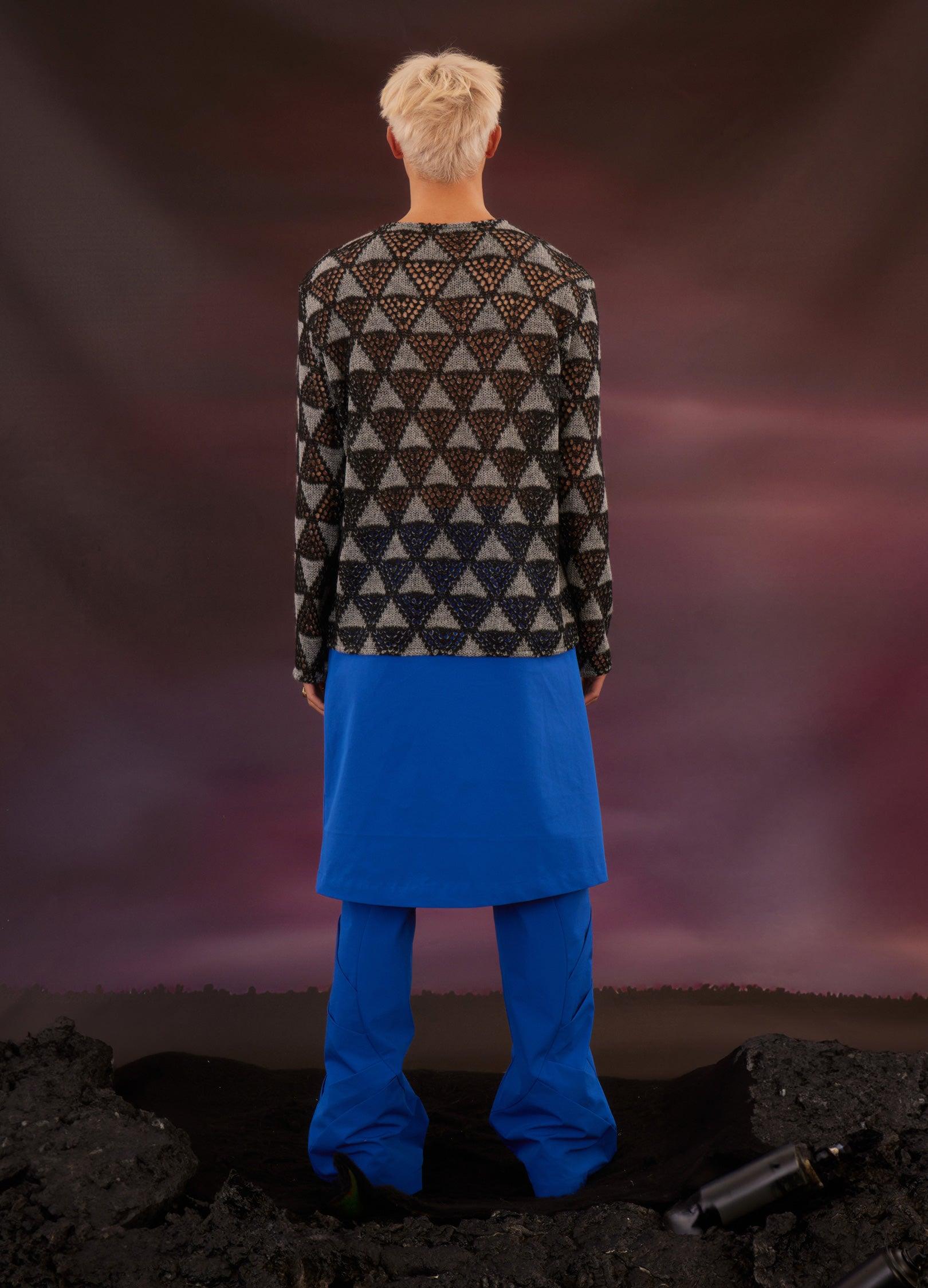 Geometric Mesh Knit Sweatshirt by KADAKADA - chiclara