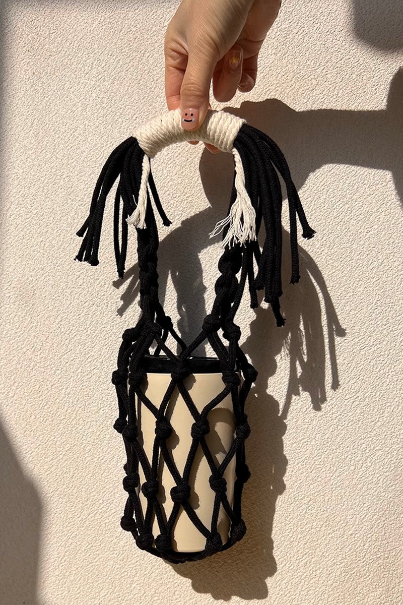 Coral Macrame Bottle Carrier