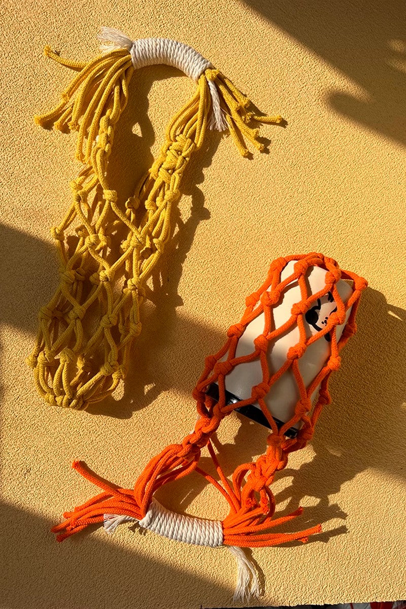 Coral Macrame Bottle Carrier