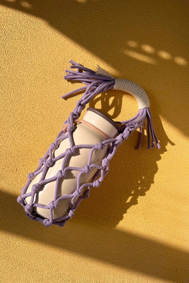 Coral Macrame Bottle Carrier