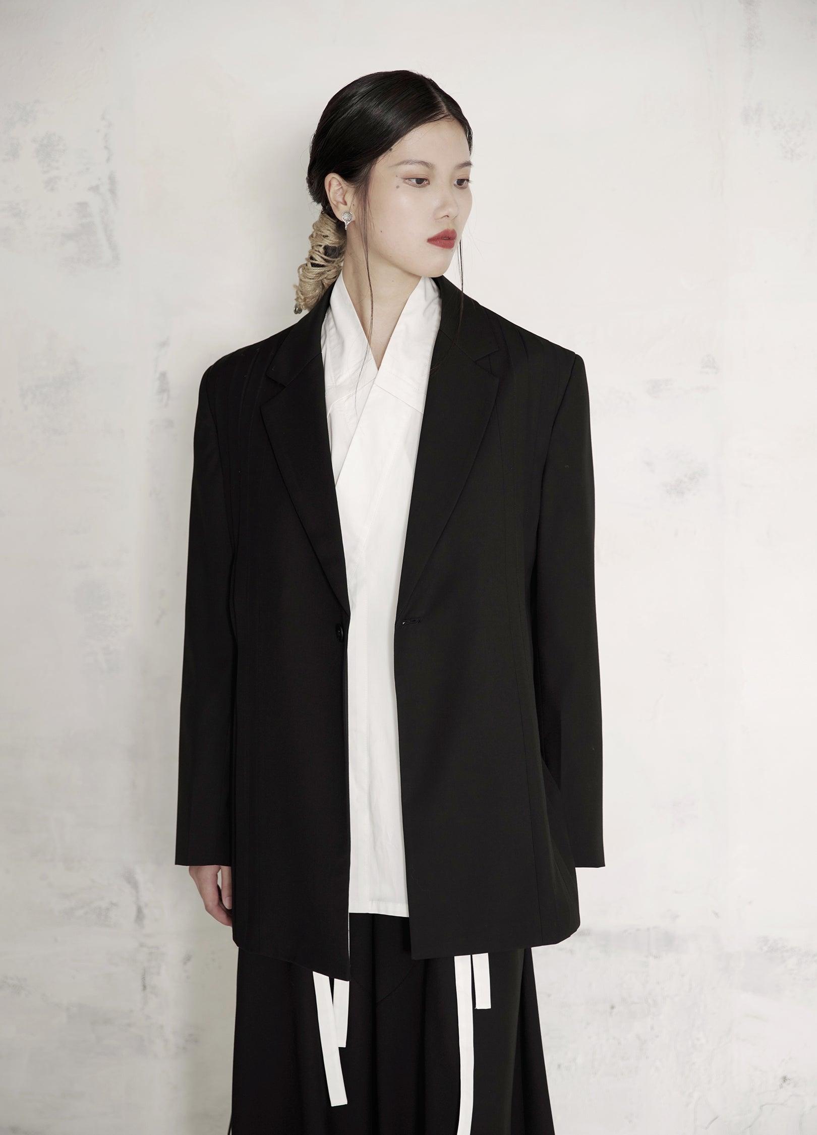 Handcrafted Oversized Pleated Blazer - chiclara