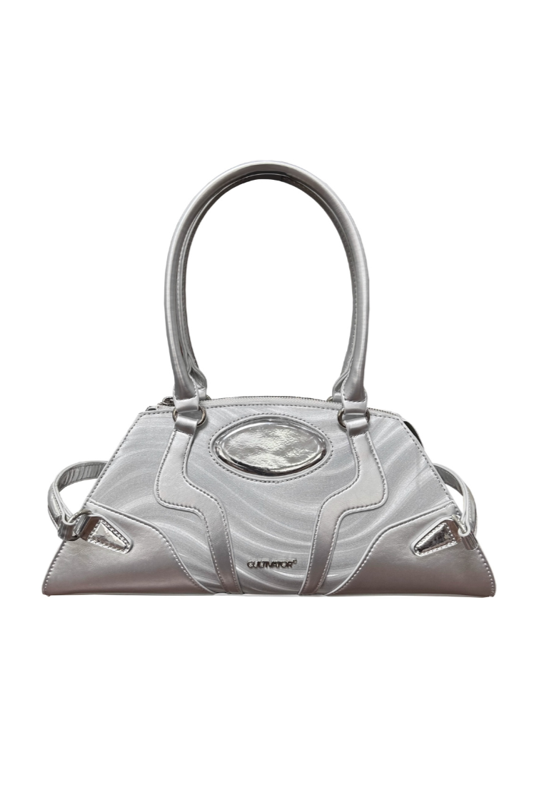 Metallic Wave Pattern Satchel Bag
