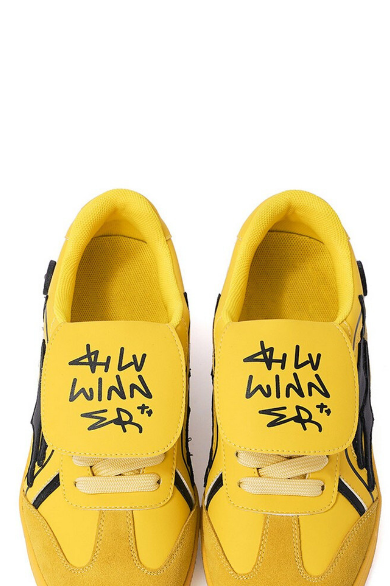 Yellow Velcro Court Sneakers with Black Logo