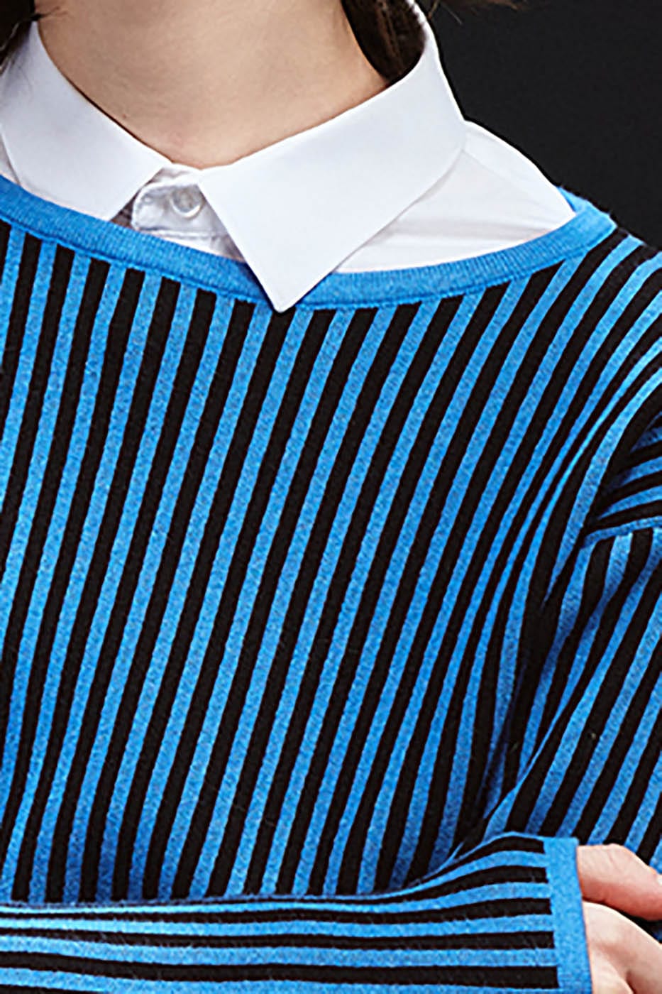 Blue Striped Knit Sweater