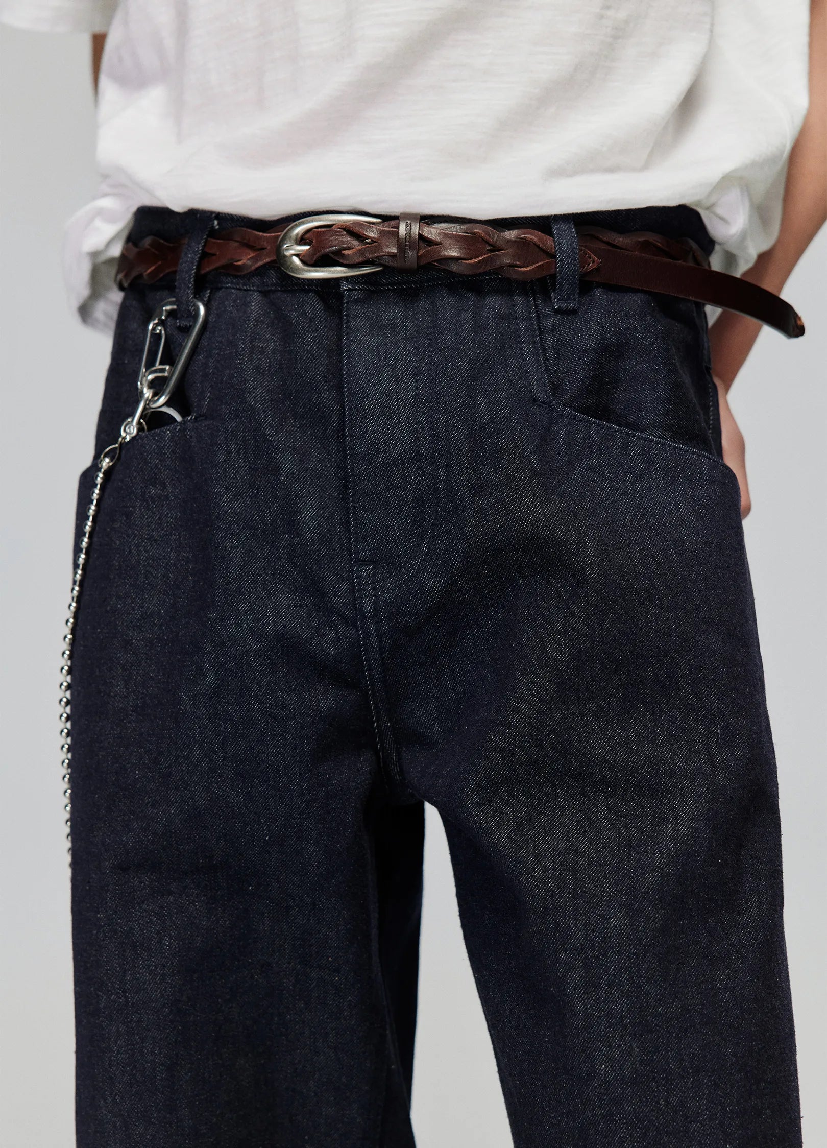 Wide Leg Raw Edge Cuff Denim Jeans