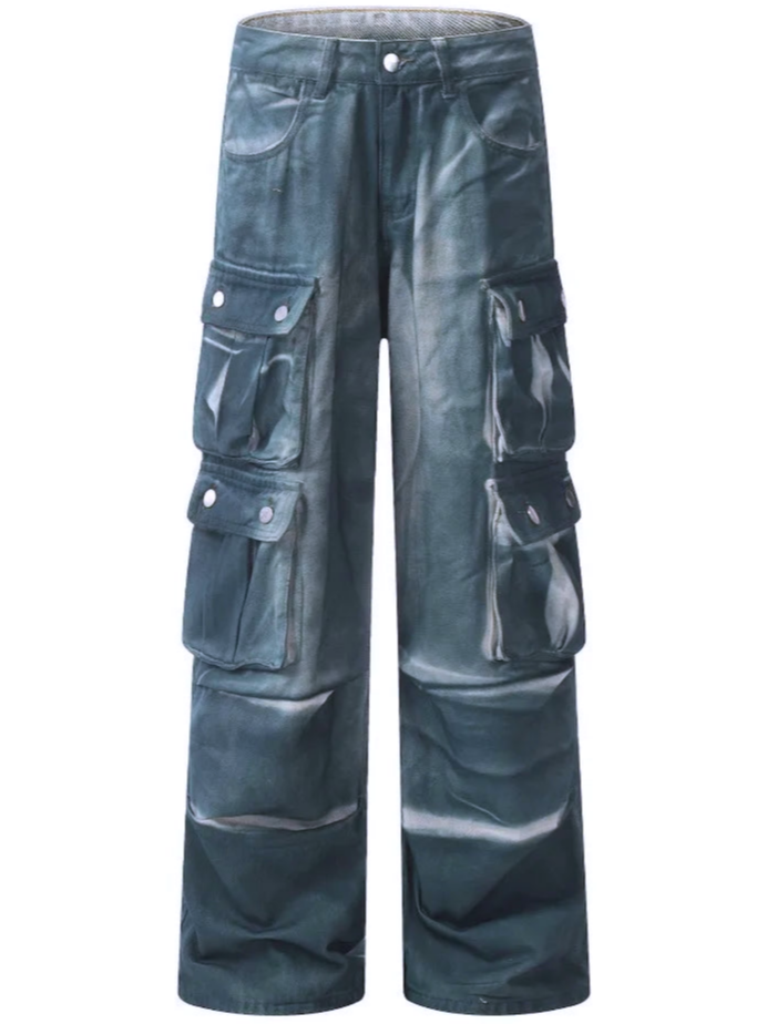 Vintage Distressed Wide-Leg Jeans