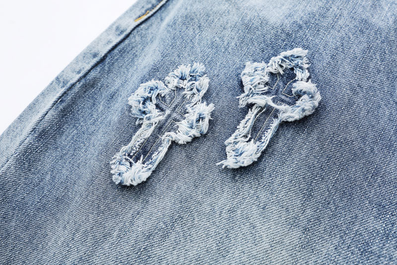 Light Blue Mushroom Patch Jeans