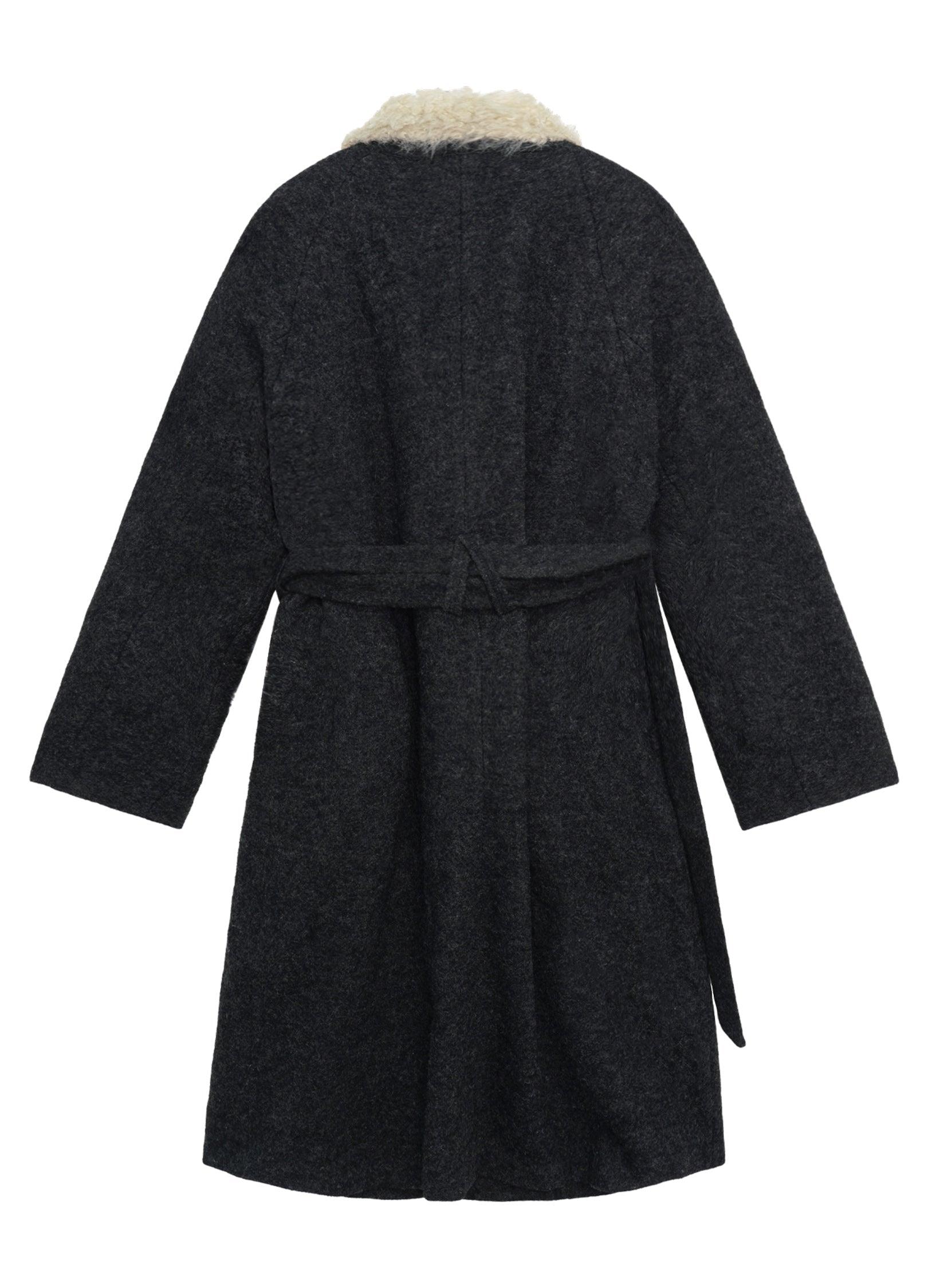 Luxurious Shearling Wool Blend Overcoat - chiclara