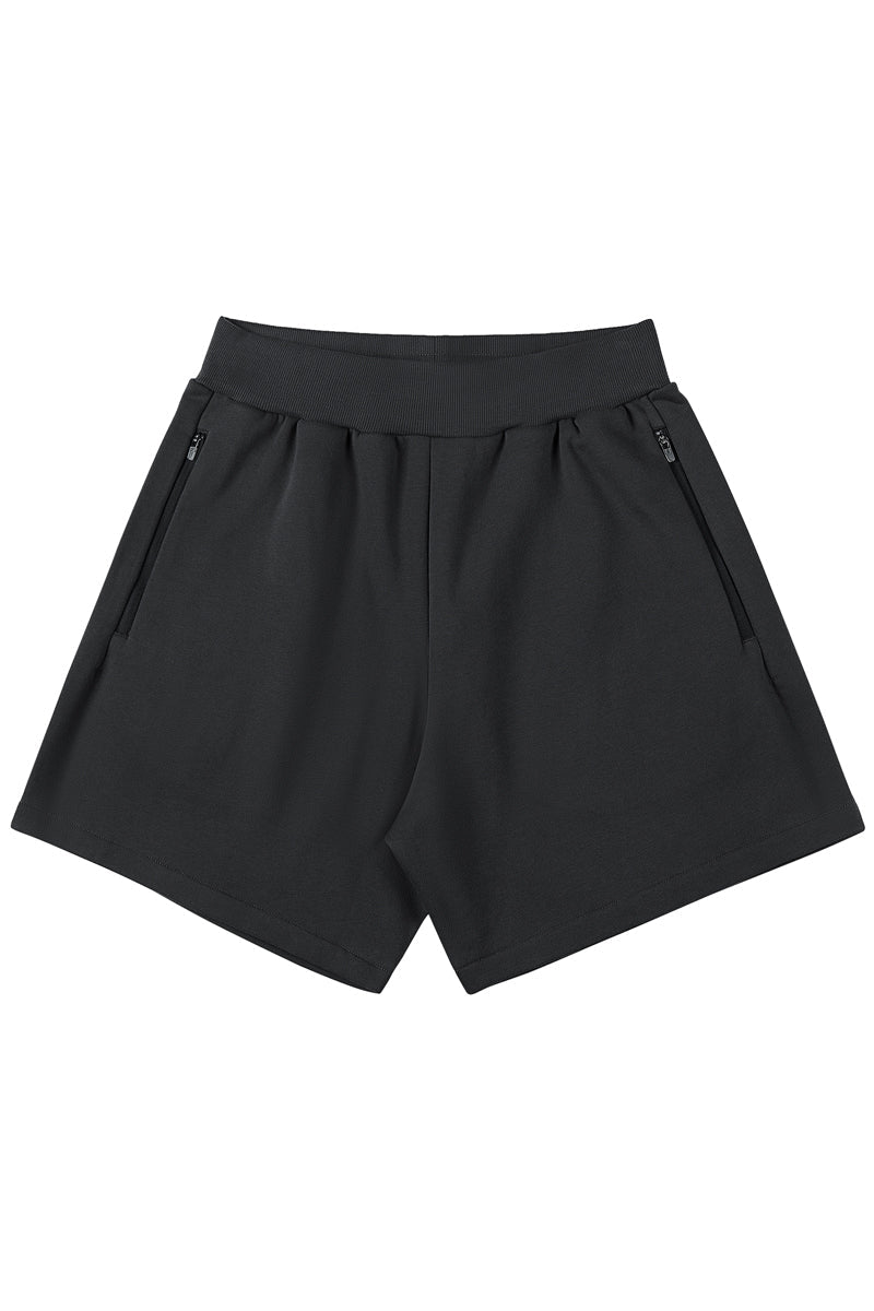 400G Heavy Cotton Shorts with Zip Pocket - chiclara