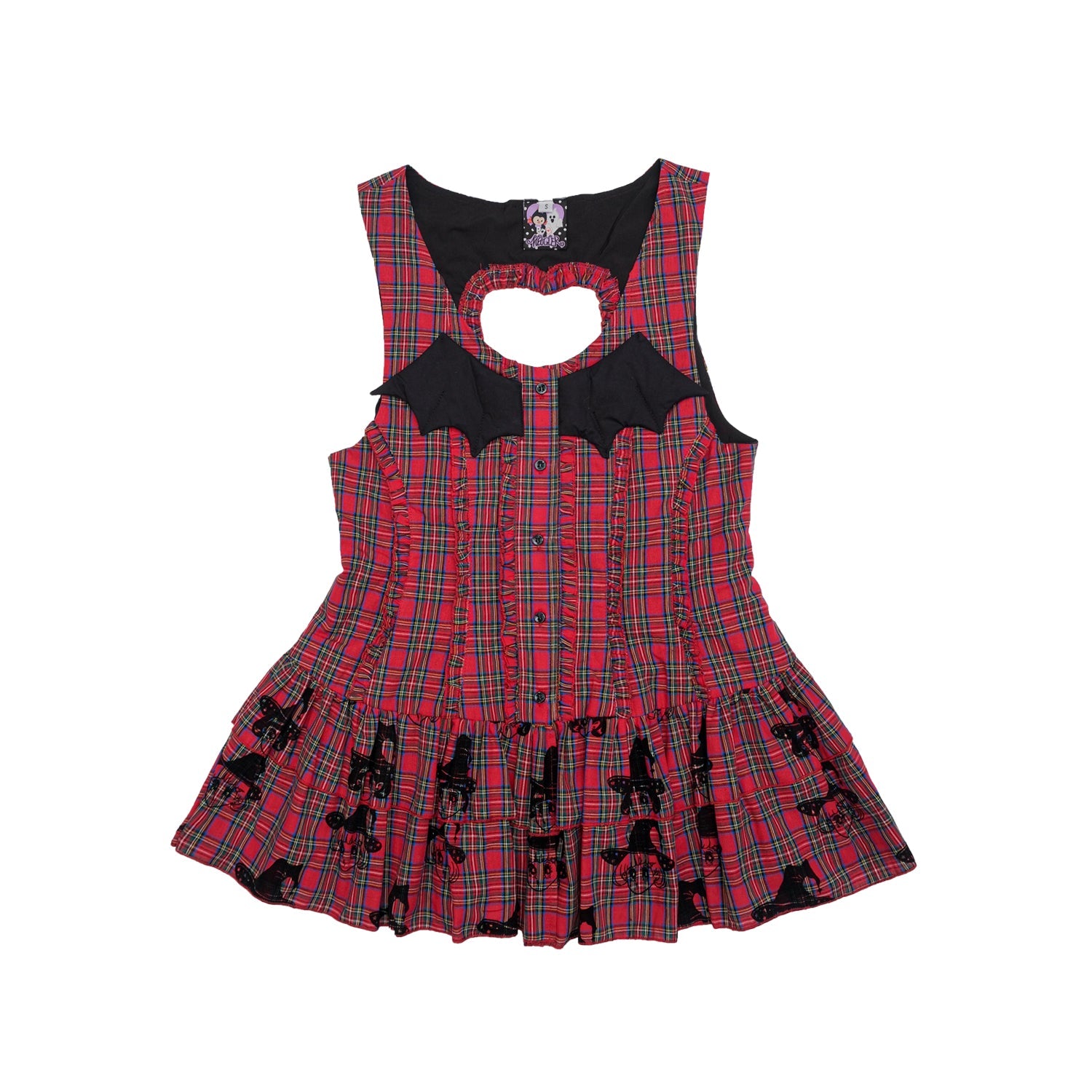Bat Wing Plaid Gothic Dress