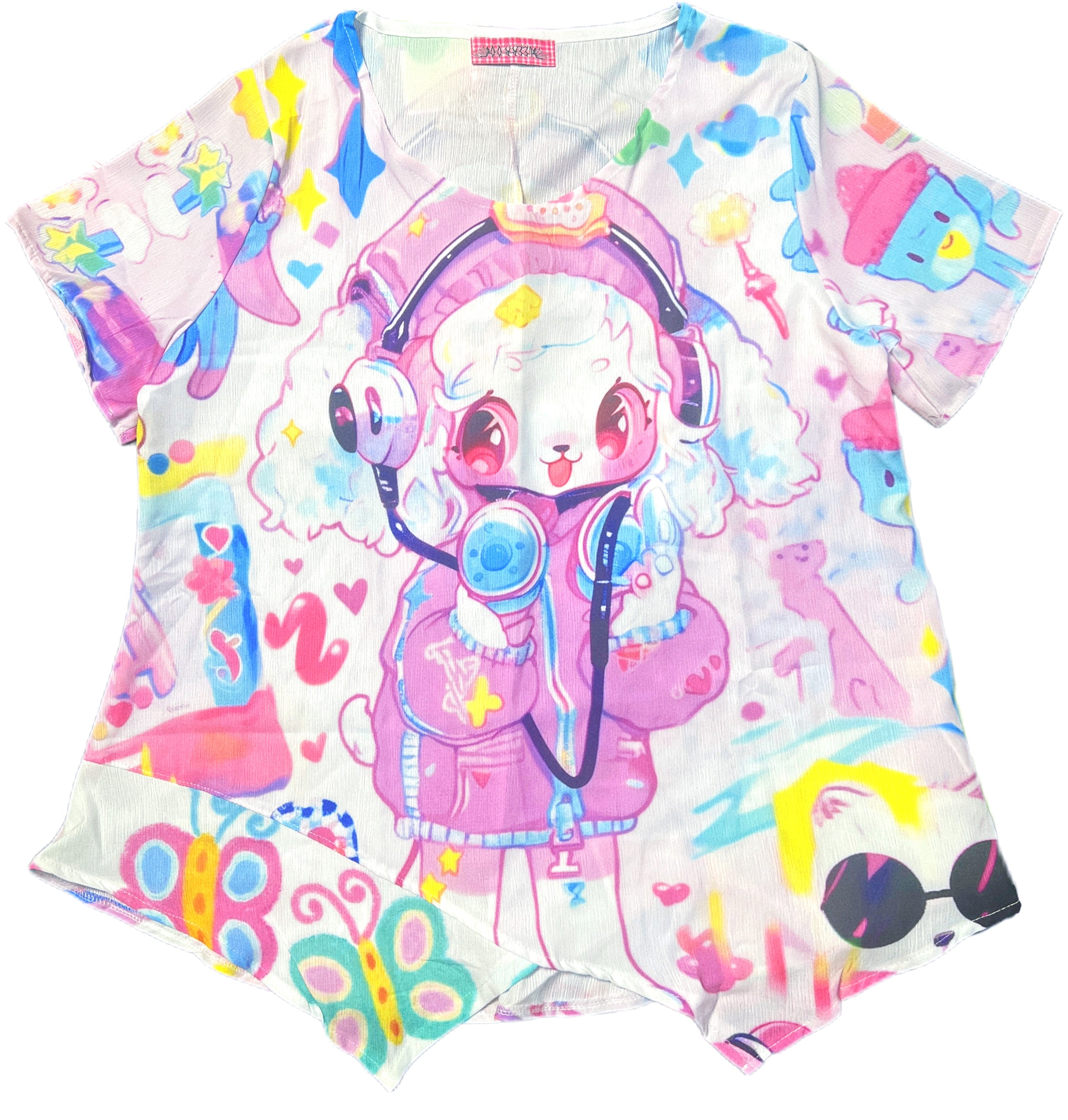 Kawaii Bunny DJ Graphic T-Shirt