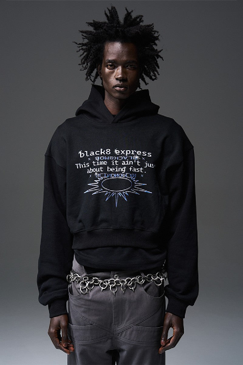 Bnp X Black8 Printed Cropped Hoodie - chiclara