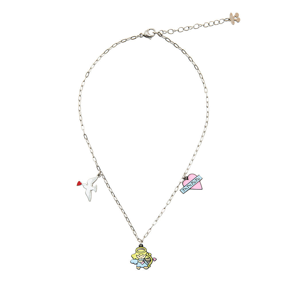 Angel and Dove Charm Chain Necklace