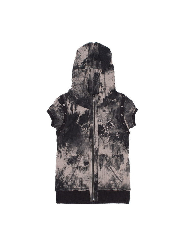 Distressed Tie-Dye Hooded Vest