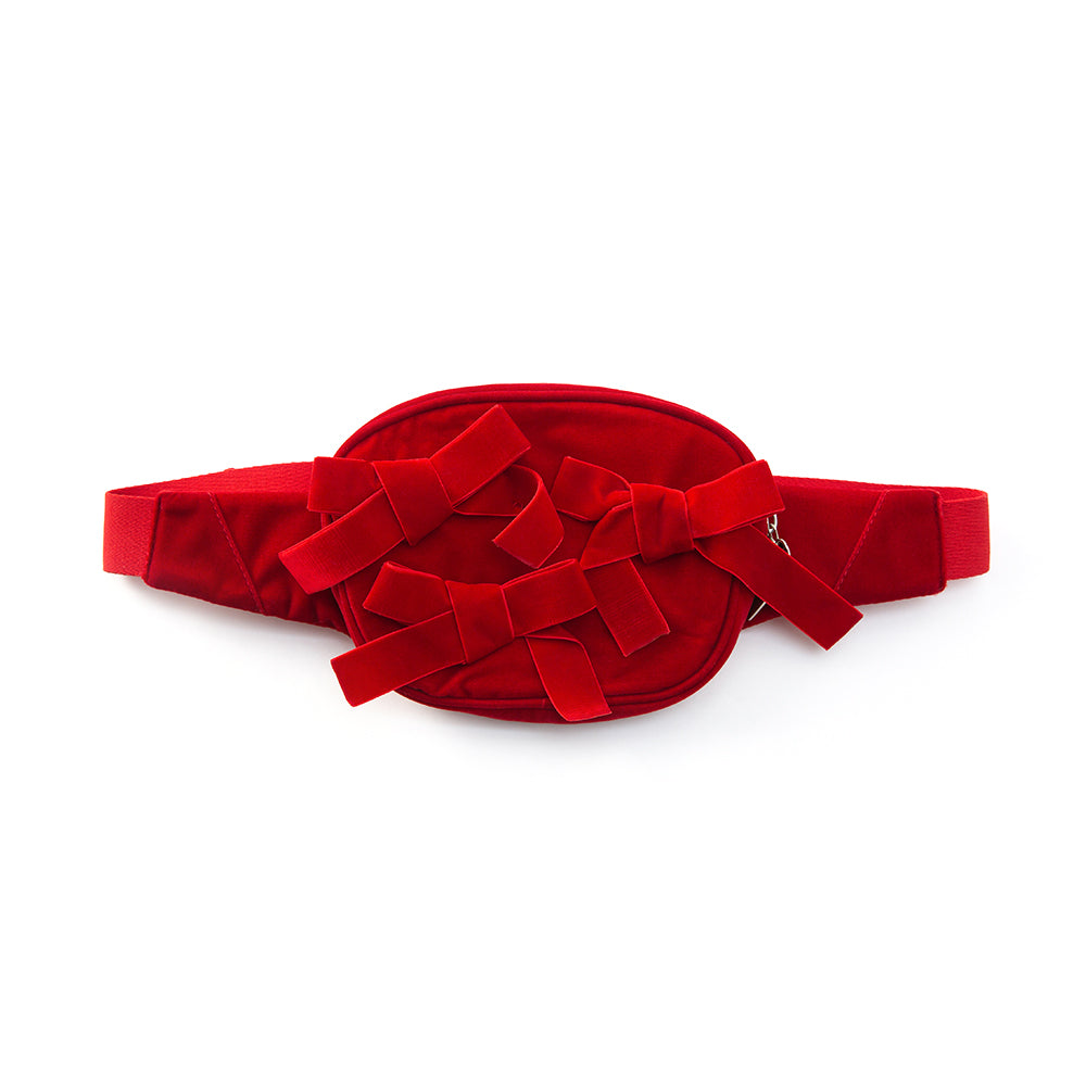 Red Velvet Bow Belt Bag Pack