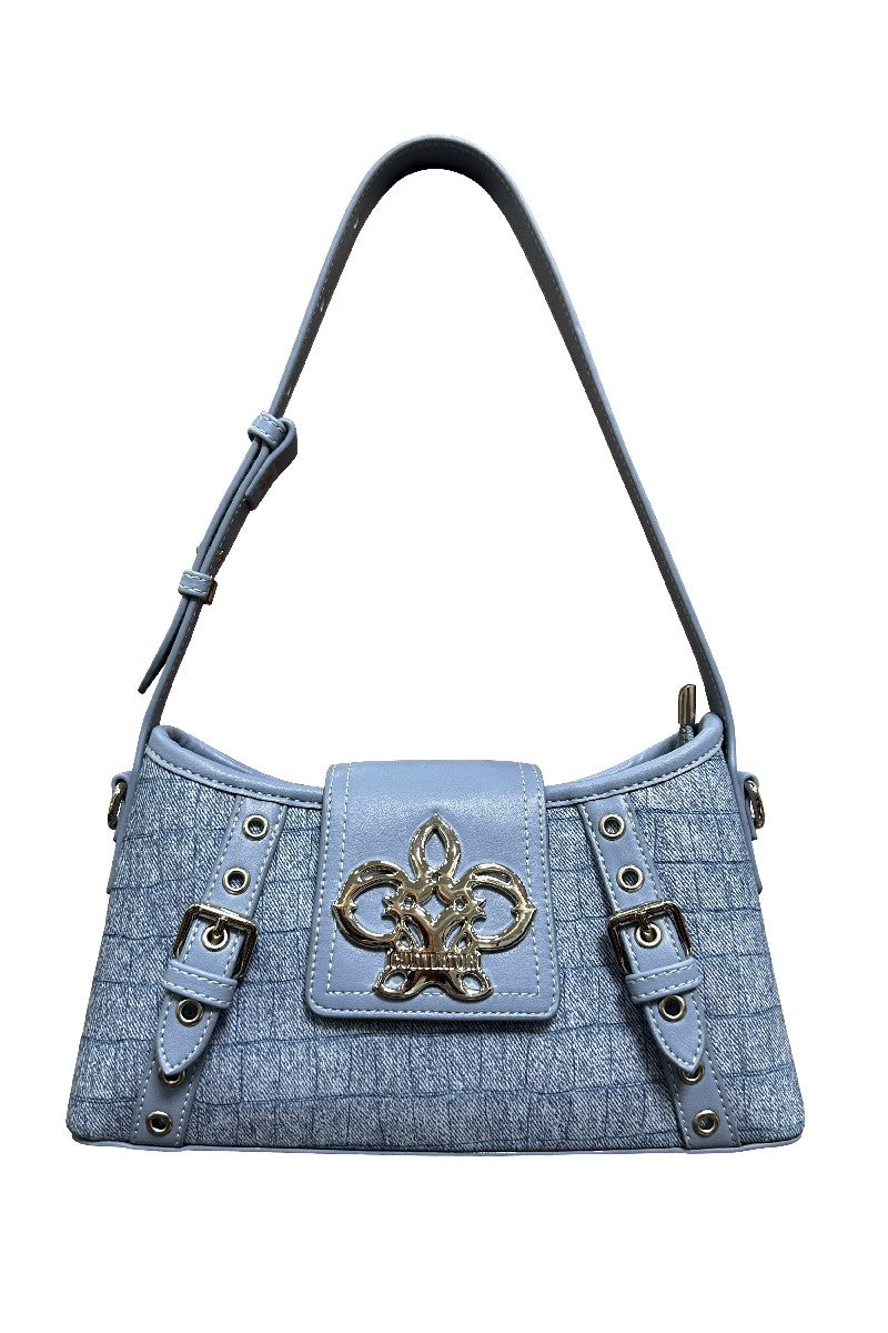 Quilted Fleur Metal Shoulder Bag