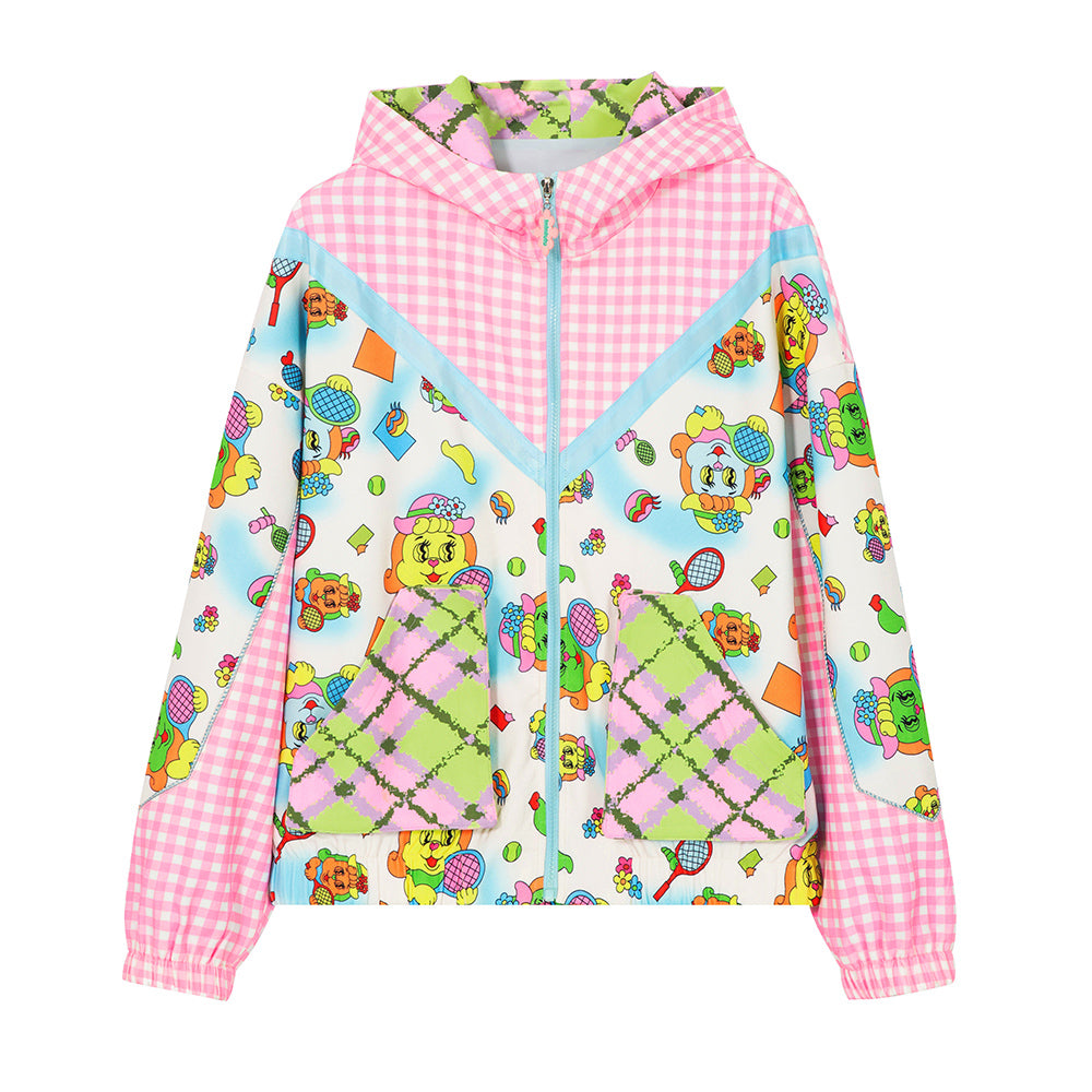Kawaii Gingham Sporty Windbreaker