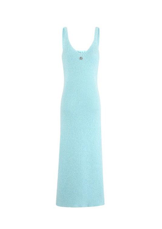 Tricolor Mohair Knitted Dress