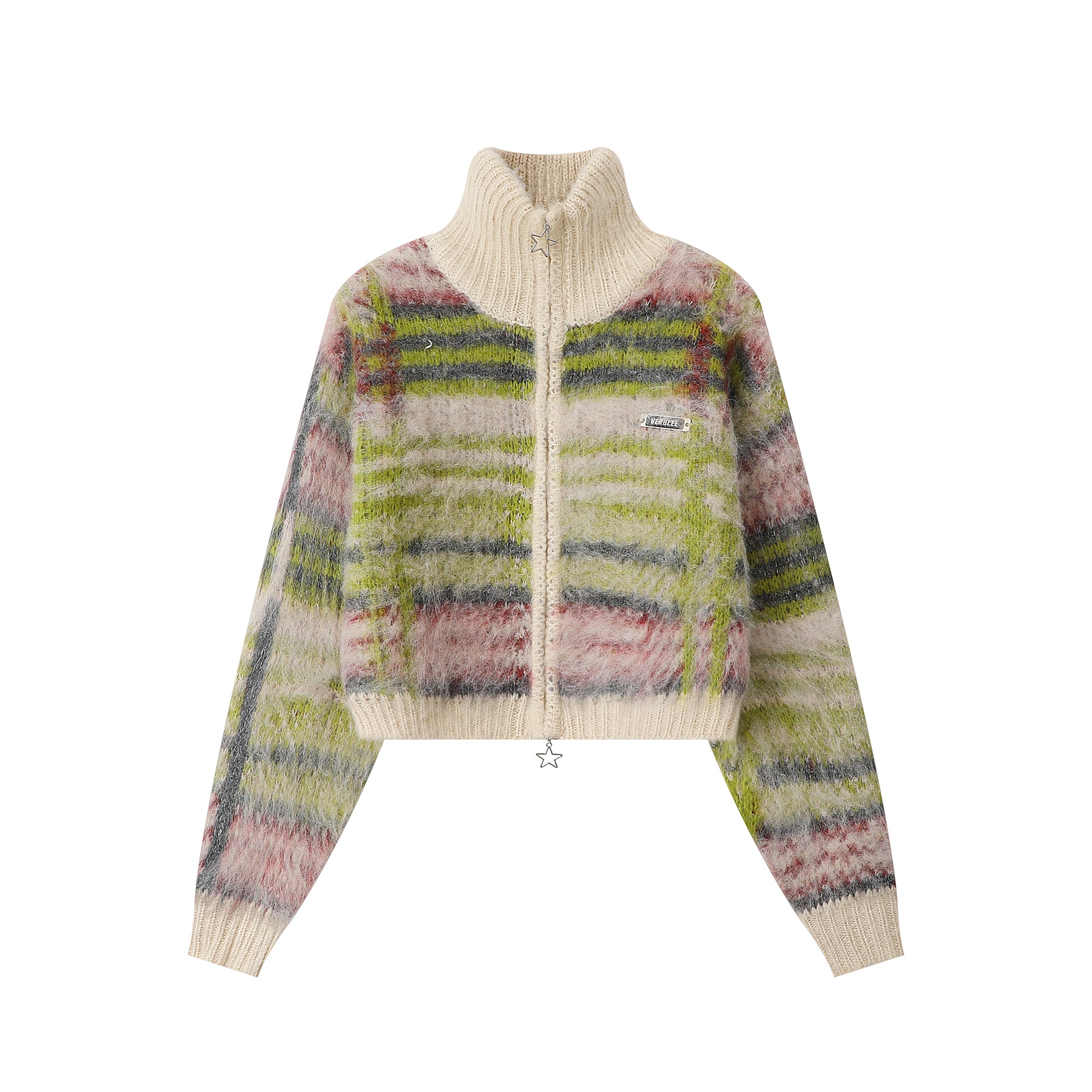 Mohair Knit Zipper Cardigan Sweater Coat