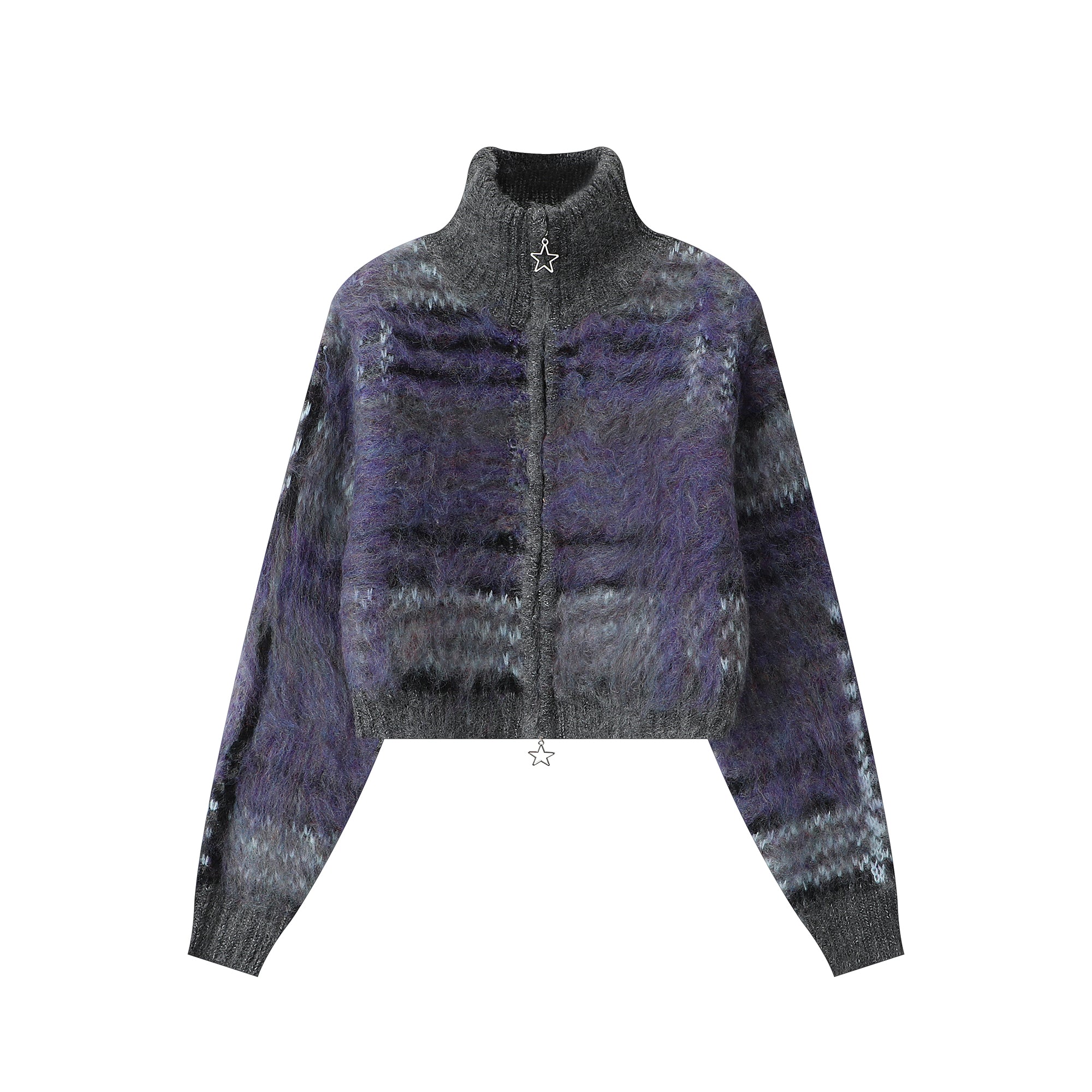 Mohair Knit Zipper Cardigan Sweater Coat